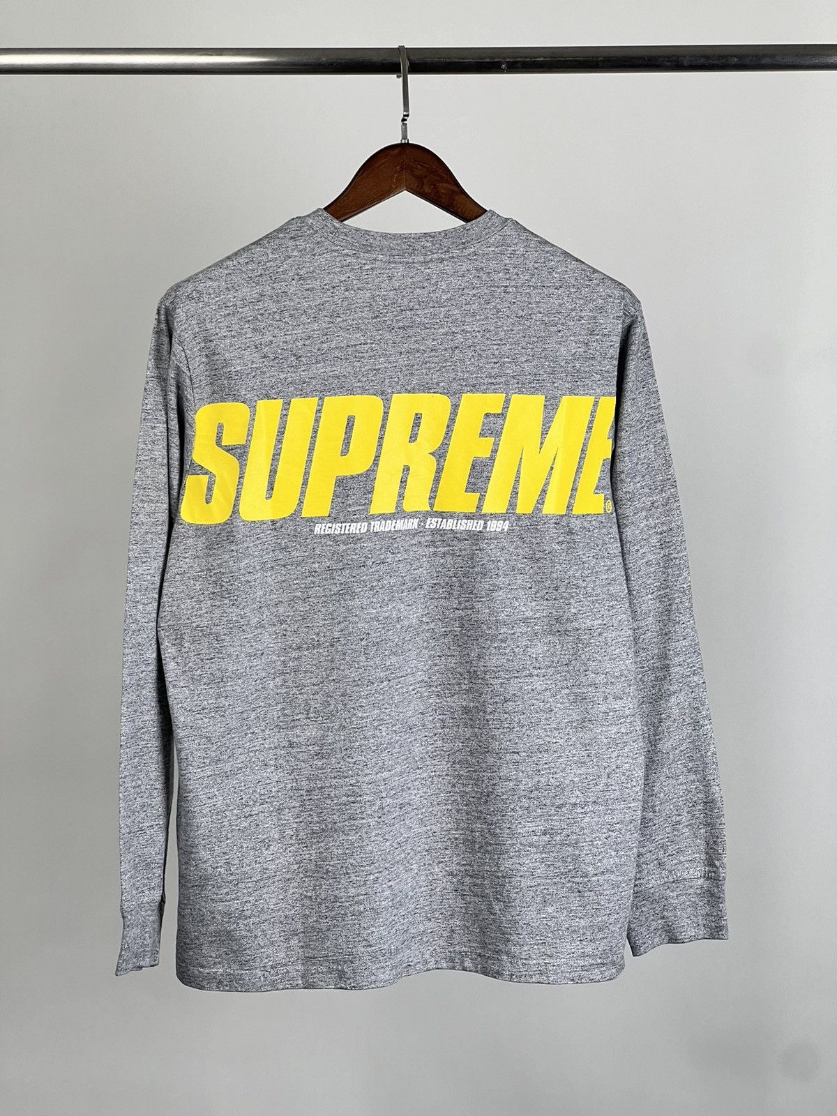 image of Supreme Ls Tee M in Grey, Men's (Size Medium)
