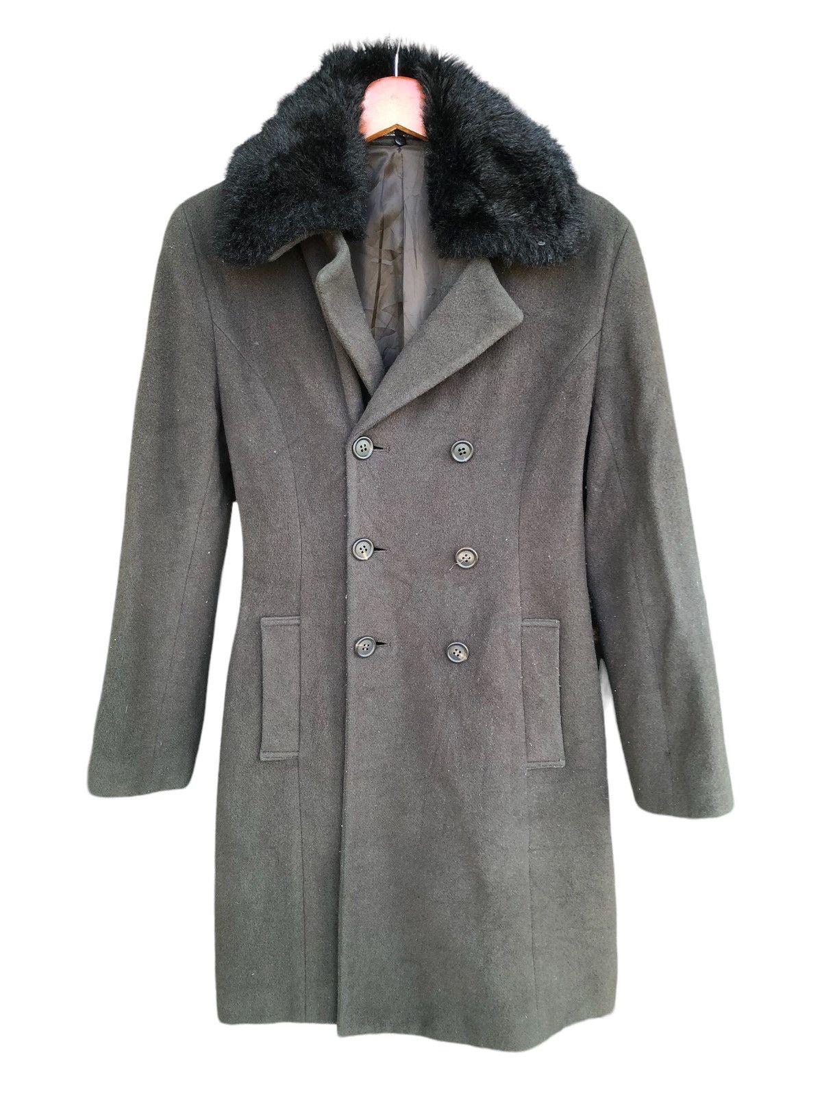 image of Ined Issey Miyake Wool Double Breasted Coat in Green, Women's (Size XS)
