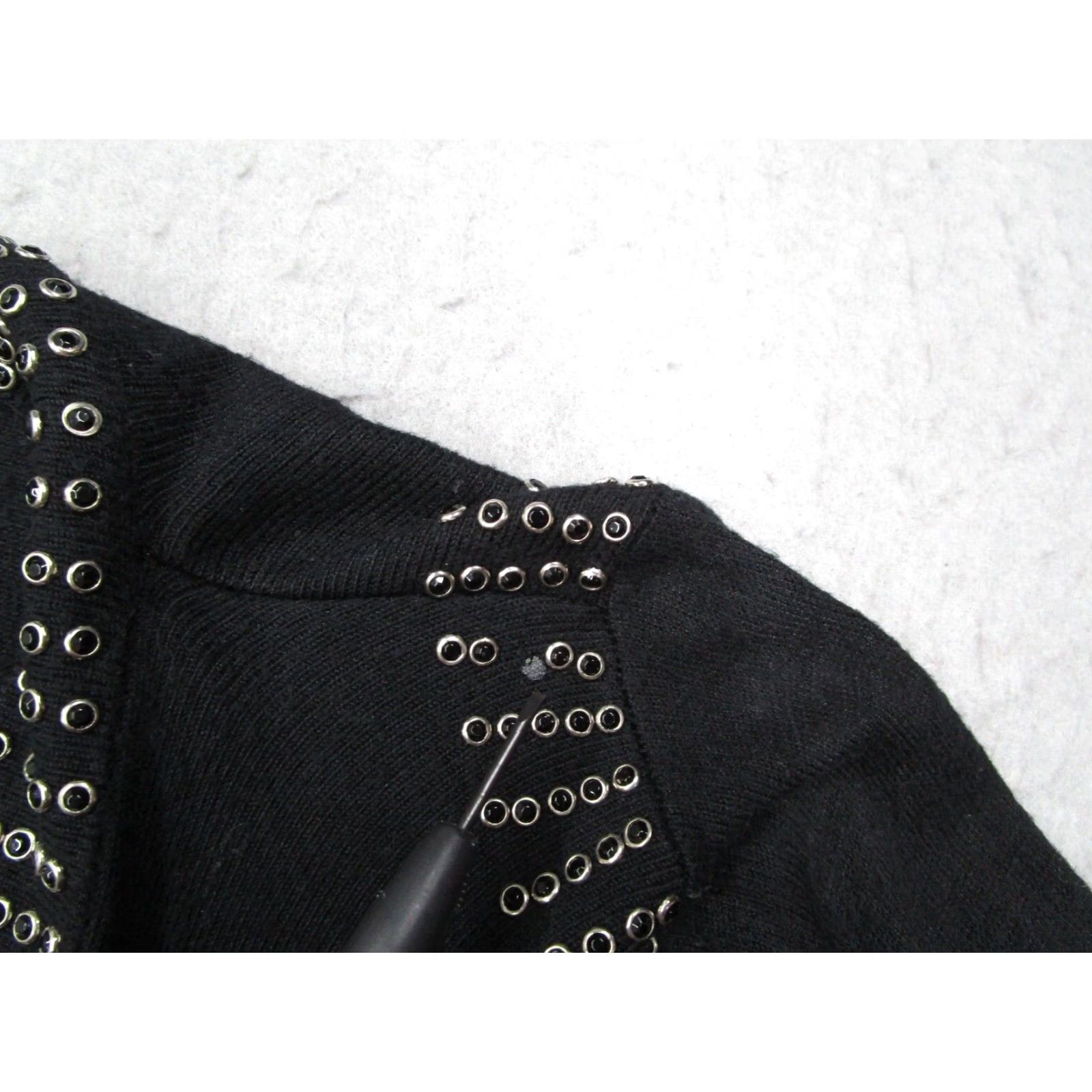 Vintage Christian Audigier Studded Cardigan Sweater Women Medium Black Long Sleeve Asymmetrical Size M / US 6-8 / IT 42-44 - 6 Thumbnail