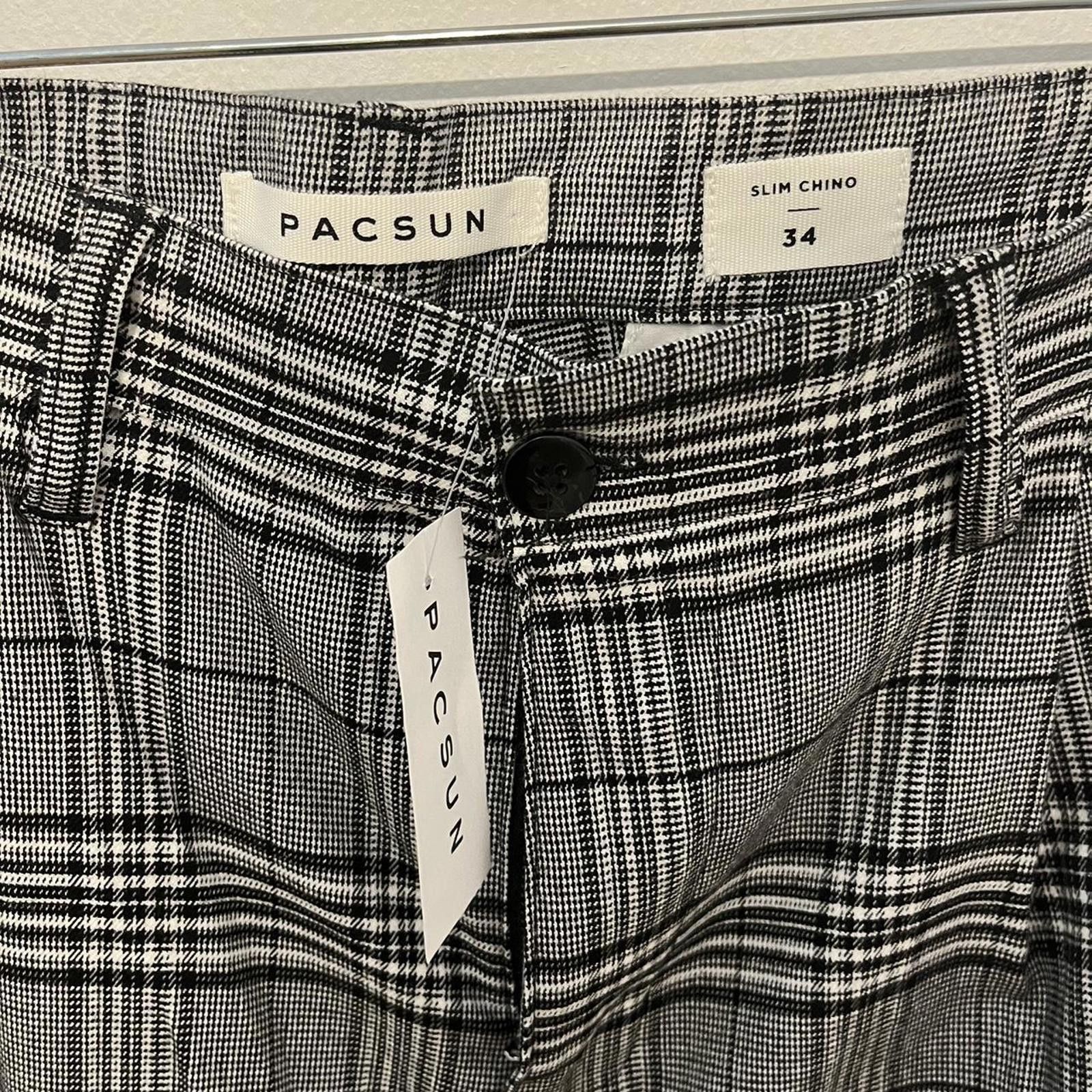 Pacsun PACSUN Slim Chino Pants - Grey Plaid Size US 34 / EU 50 - 4 Thumbnail