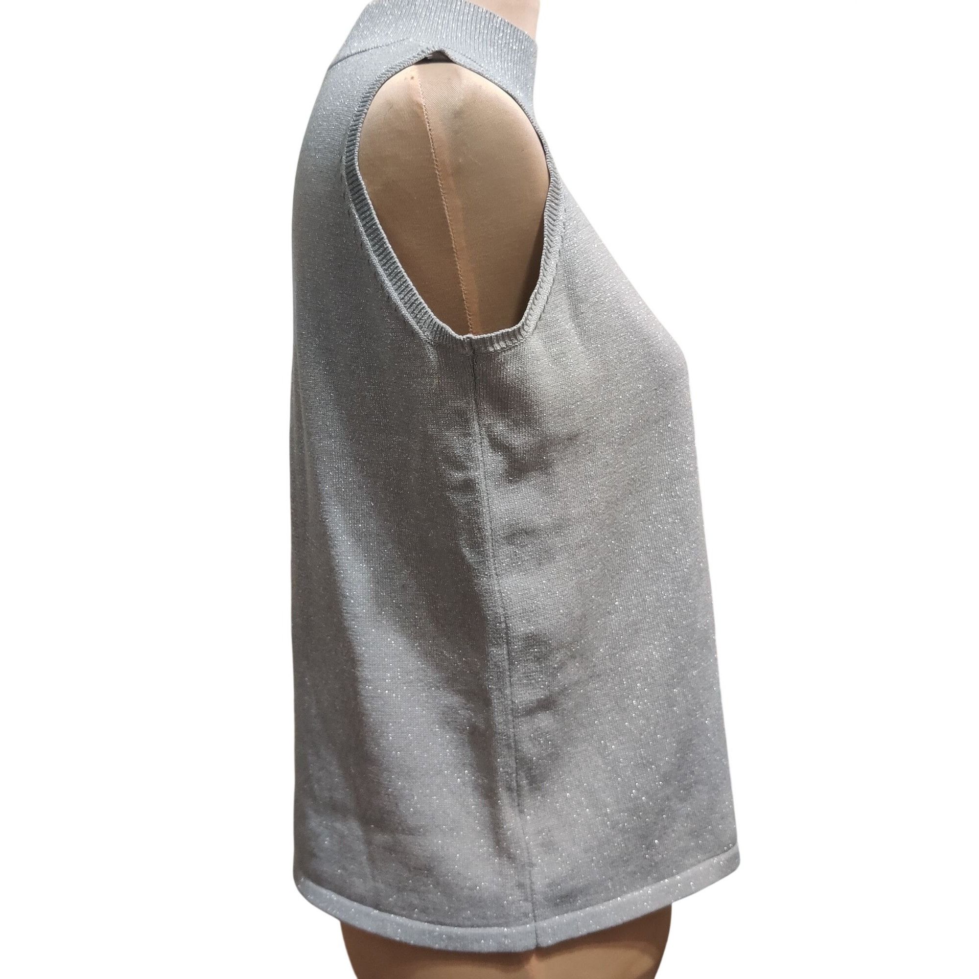 Vintage Studio Work M Womens Silver Tank Sleeveless Mock Neck Vintag Size M / US 6-8 / IT 42-44 - 4 Thumbnail