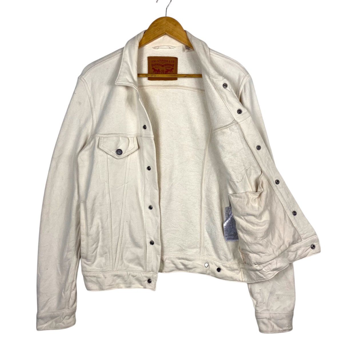 Levi's × Vintage 💥 WHITE 00 LEVIS BUTTON TRUCKER JACKET BIKER STYLE Size US S / EU 44-46 / 1 - 6 Thumbnail