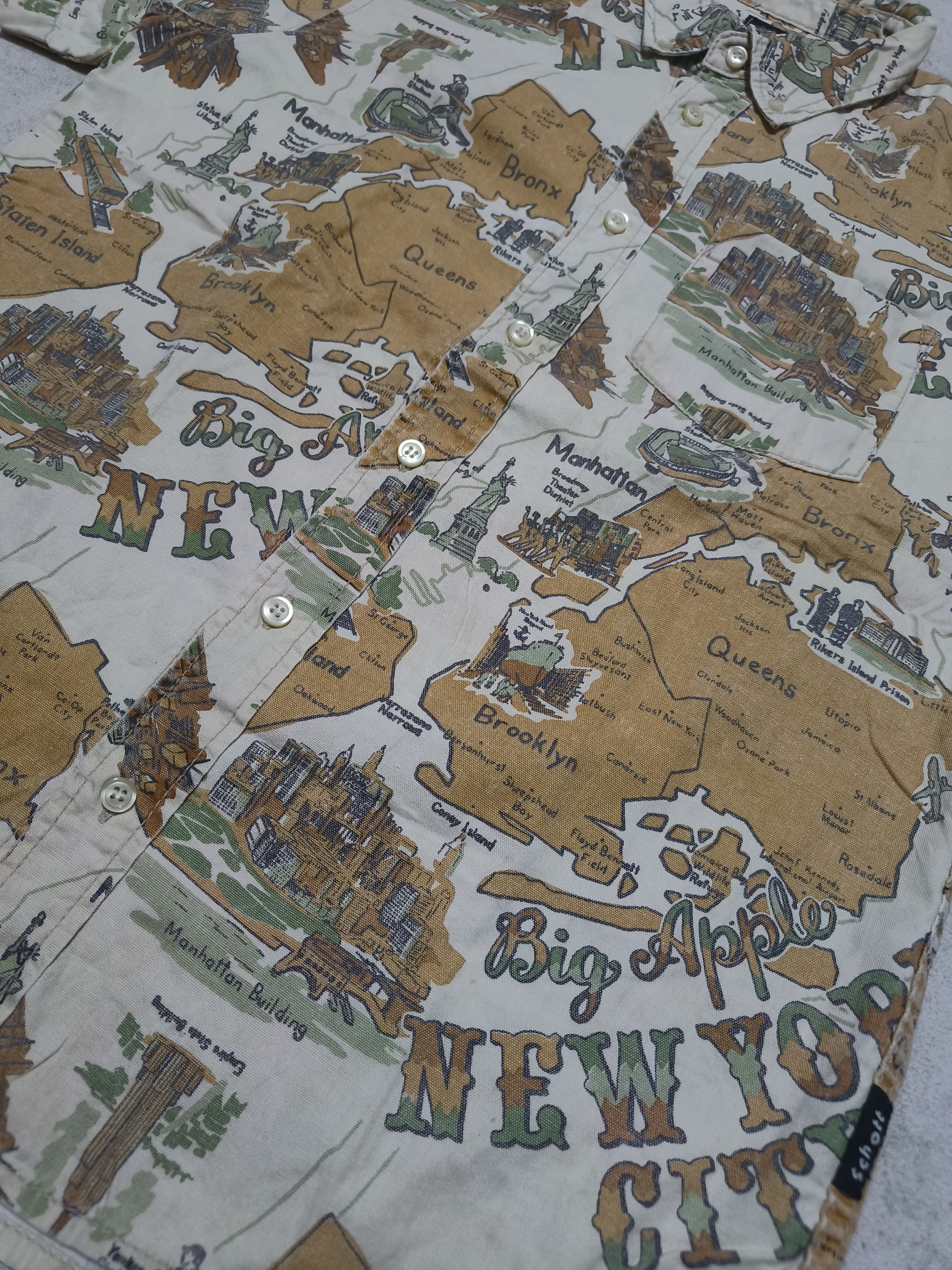 Schott Vintage Schott Bros New York Map Pattern Shirt Size US M / EU 48-50 / 2 - 5 Thumbnail