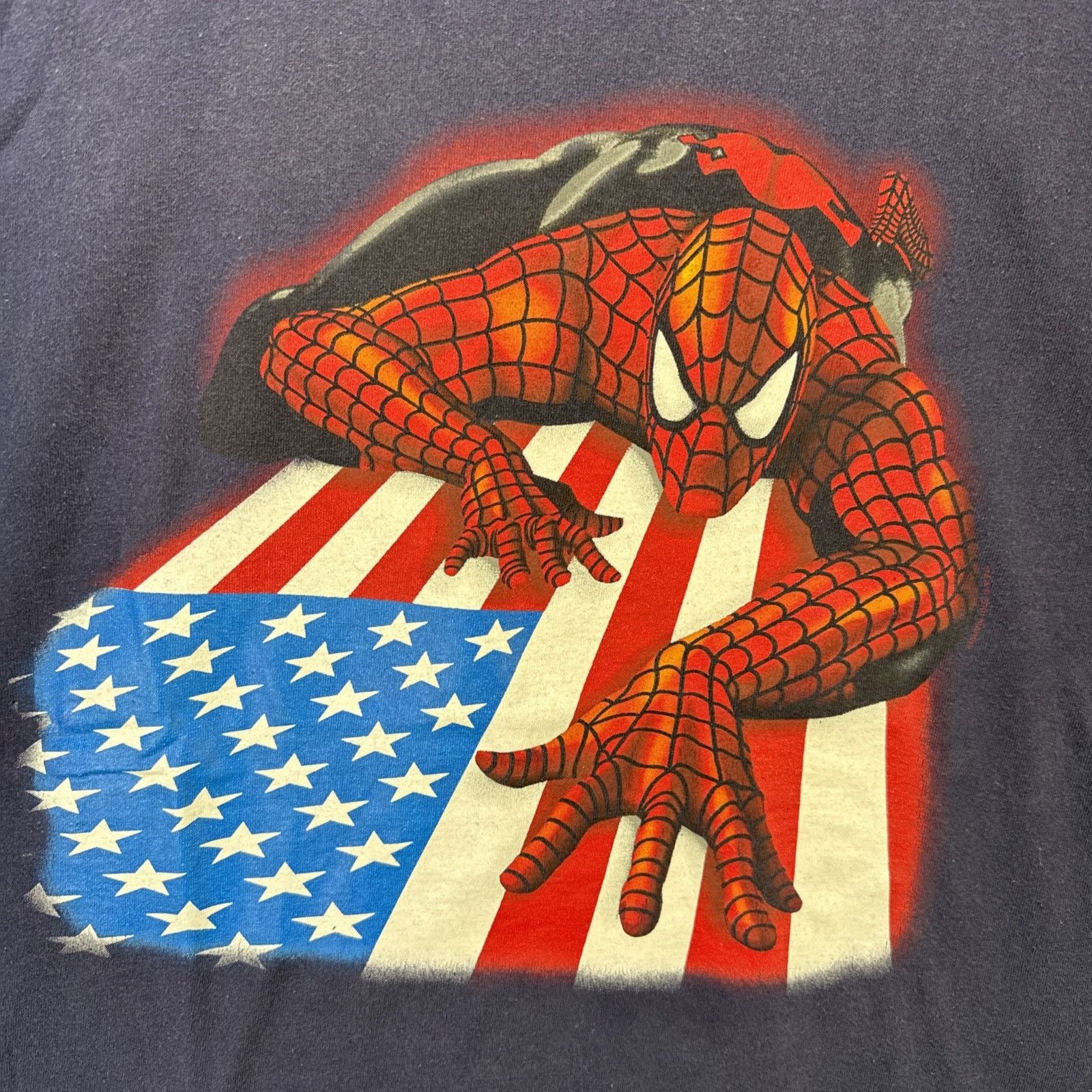 Marvel Comics Vintage Spiderman Shirt XL Navy 90s American Flag Marvel Size US XL / EU 56 / 4 - 2 Thumbnail