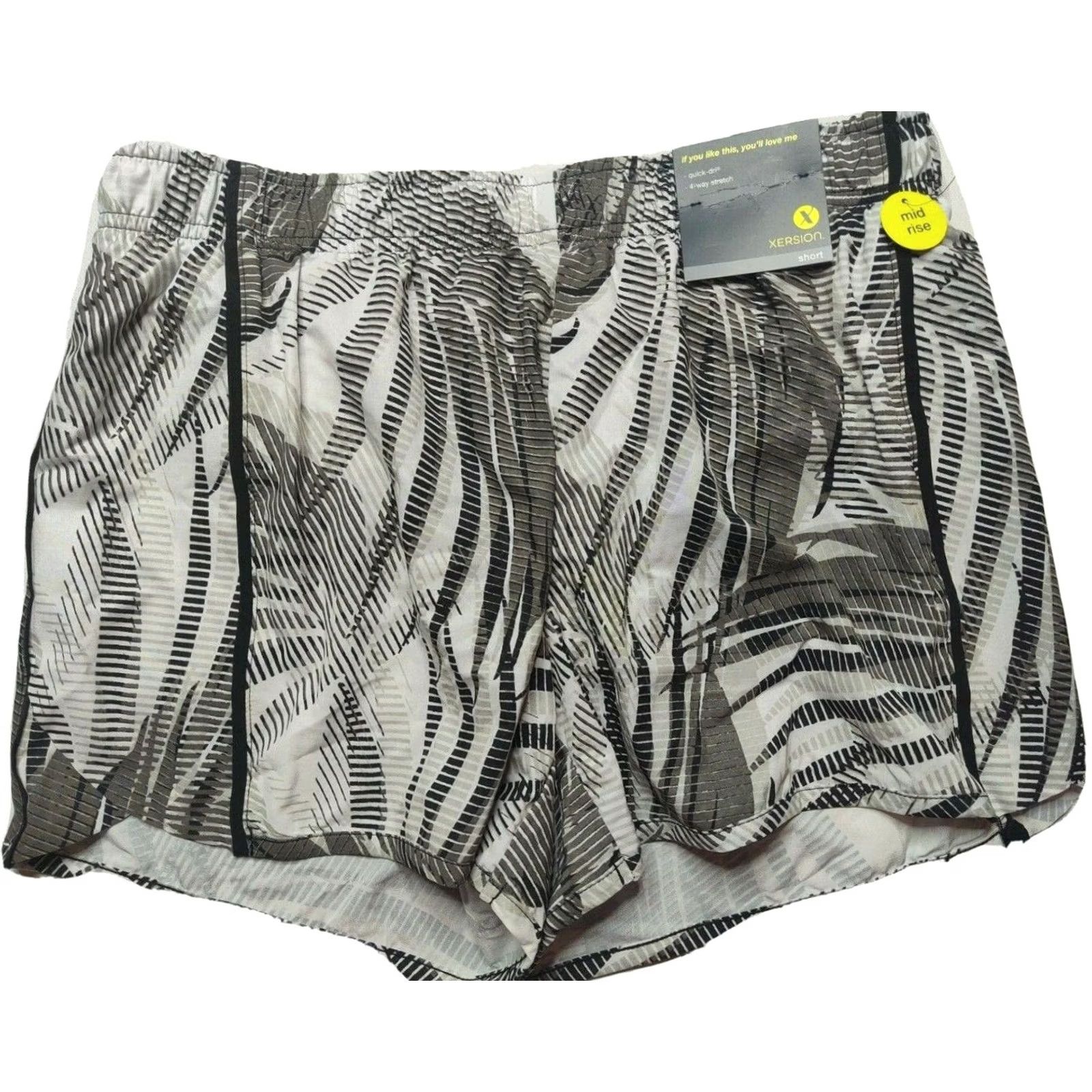 Vintage XERSION Women S Black Leaf Lined Stretch Quick-Dri Athletic Shorts NEW Size 28" / US 6 / IT 42 - 2 Thumbnail