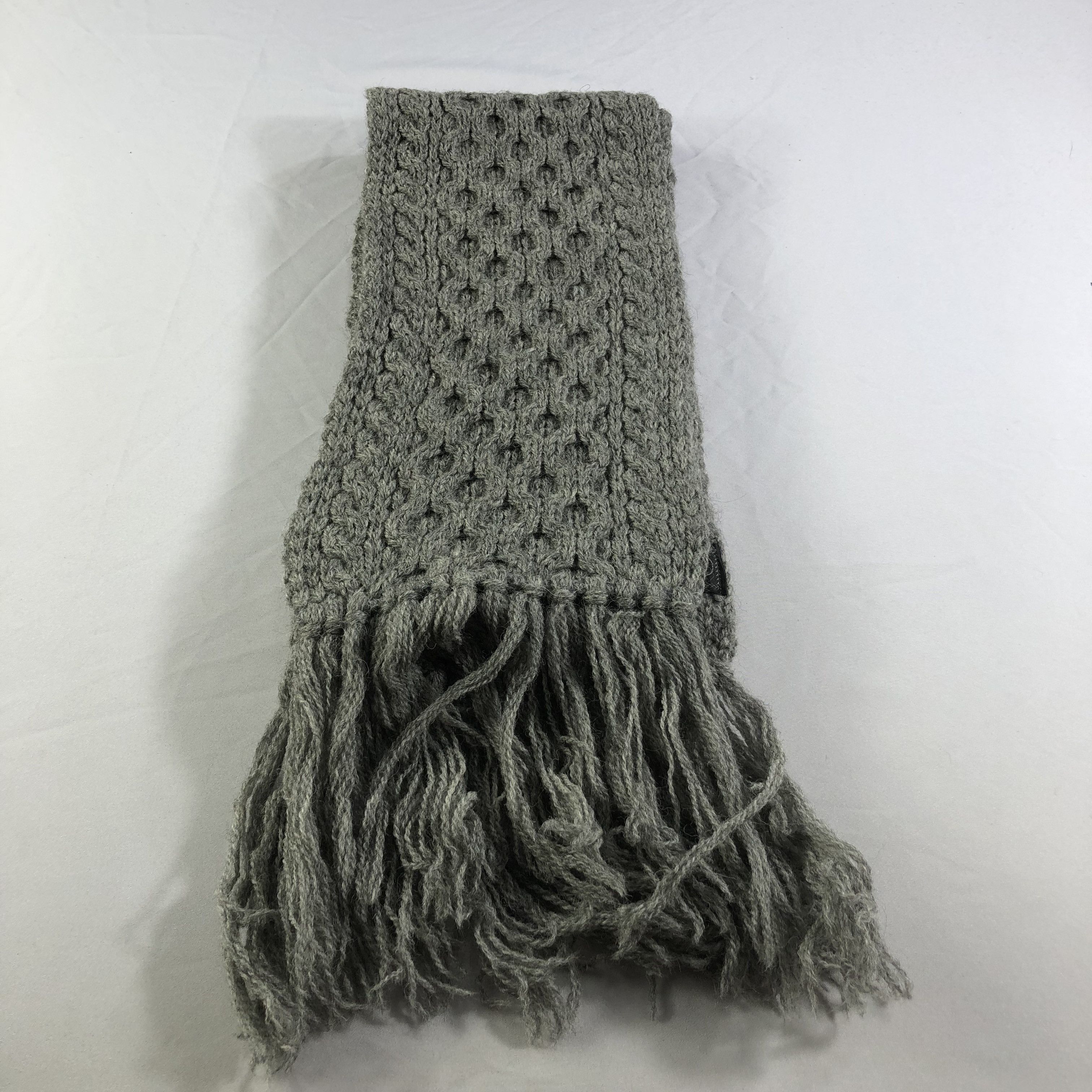 Beams Plus Beams Cable Knit Grey Wool Scarf Muffler V1465 Size ONE SIZE - 2 Thumbnail