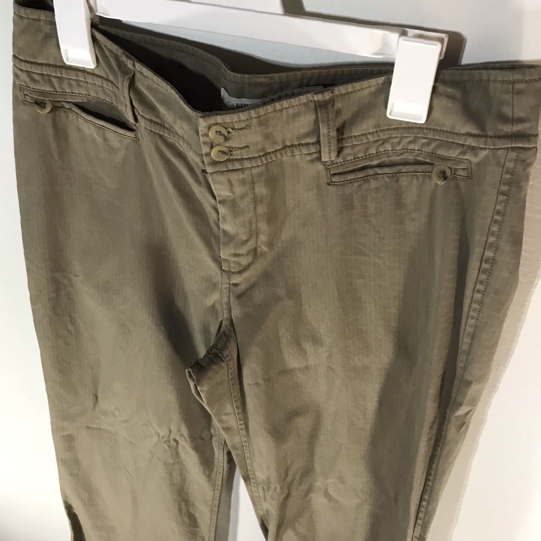 Banana Republic Banana Republic Pants Womens Size 12 Beige Cotton Twill Mid-Rise Wide-Leg 29in Inseam Size 34" / US 12 / IT 48 - 2 Thumbnail