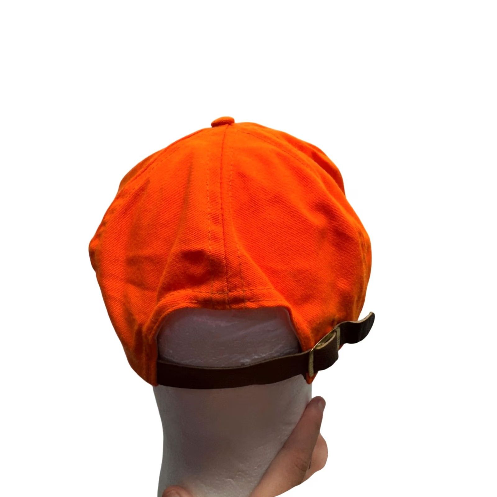 Filson Filson Blaze Orange & Tan Adjustable Outdoor Cap Mens One Size Orange Leather Canvas Baseball Cap Brand, 67B Size 44L - 2 Thumbnail