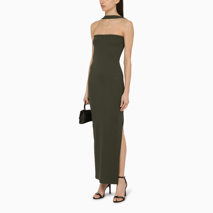Courreges o1d2blof0824 Ribbed Cotton Dress in Military Green Size S / US 4 / IT 40 - 2 Thumbnail