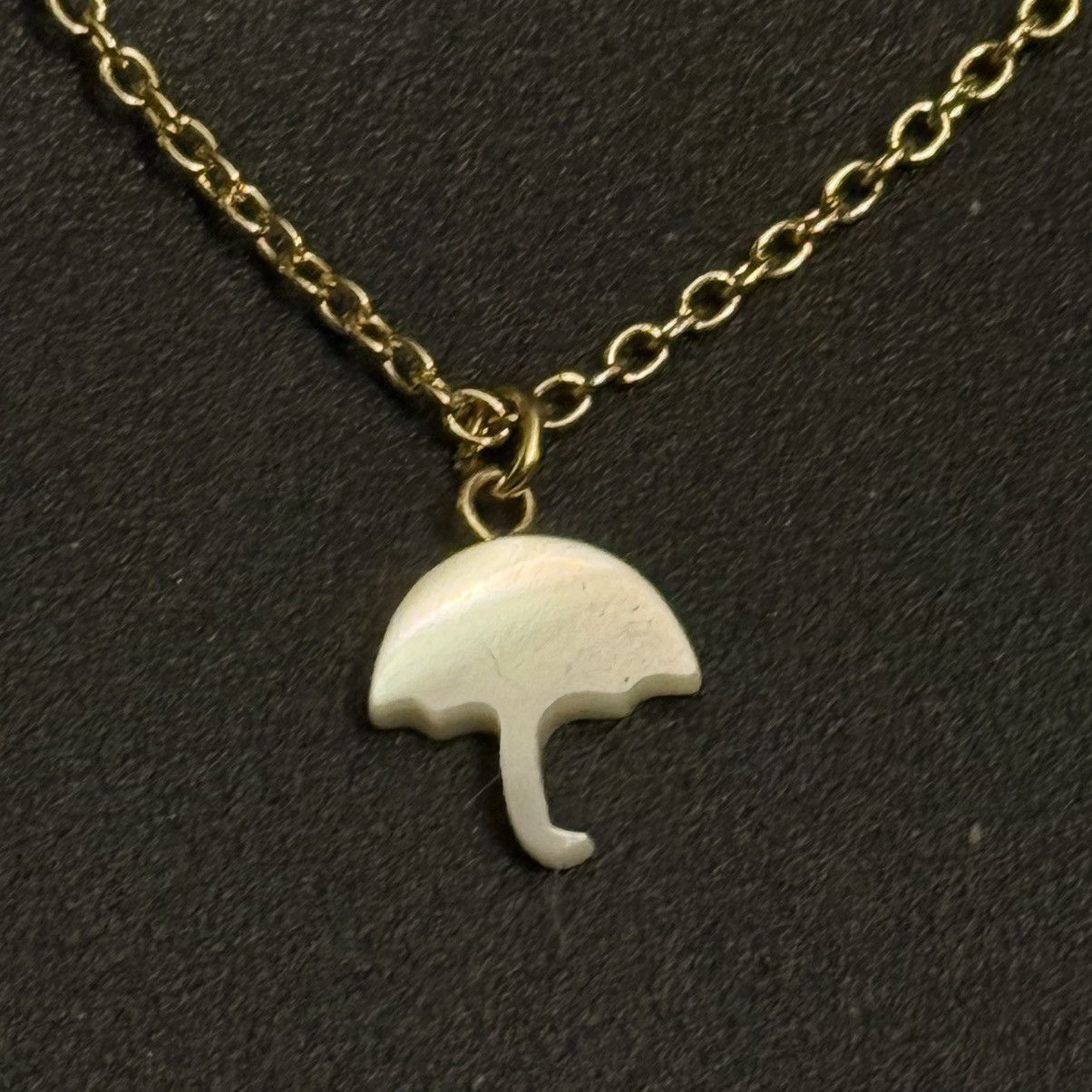 Vintage Vintage gold tone mother of pearl umbrella pendant necklace Size ONE SIZE - 2 Thumbnail