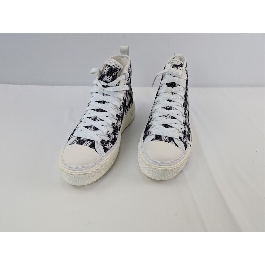 Amiri o1rshd1 Court Hi Allover Logo Sneakers in Black / White Size US 12 / EU 45 - 8 Thumbnail