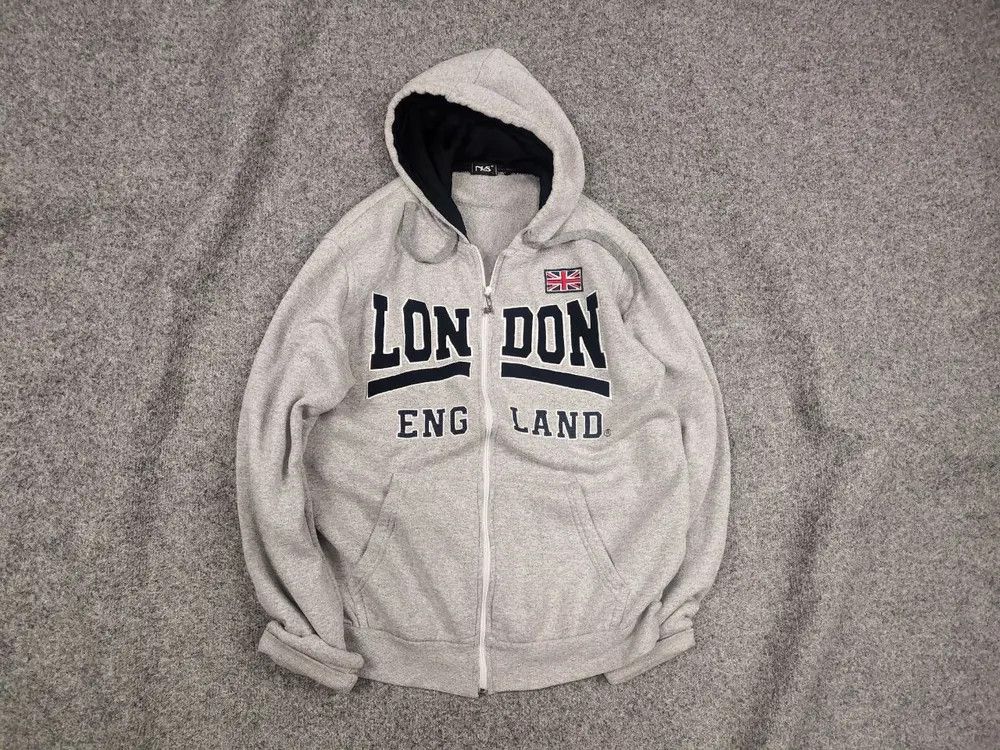 Vintage Vintage London England Embroidered logo Gray Zip Hoodie Y2K Size US S / EU 44-46 / 1 - 1 Thumbnail