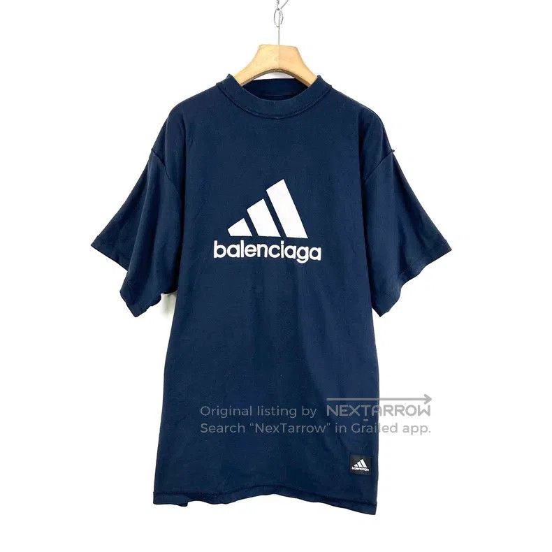 Balenciaga Navy Blue Chest Embroidered Logo Reversible Sho