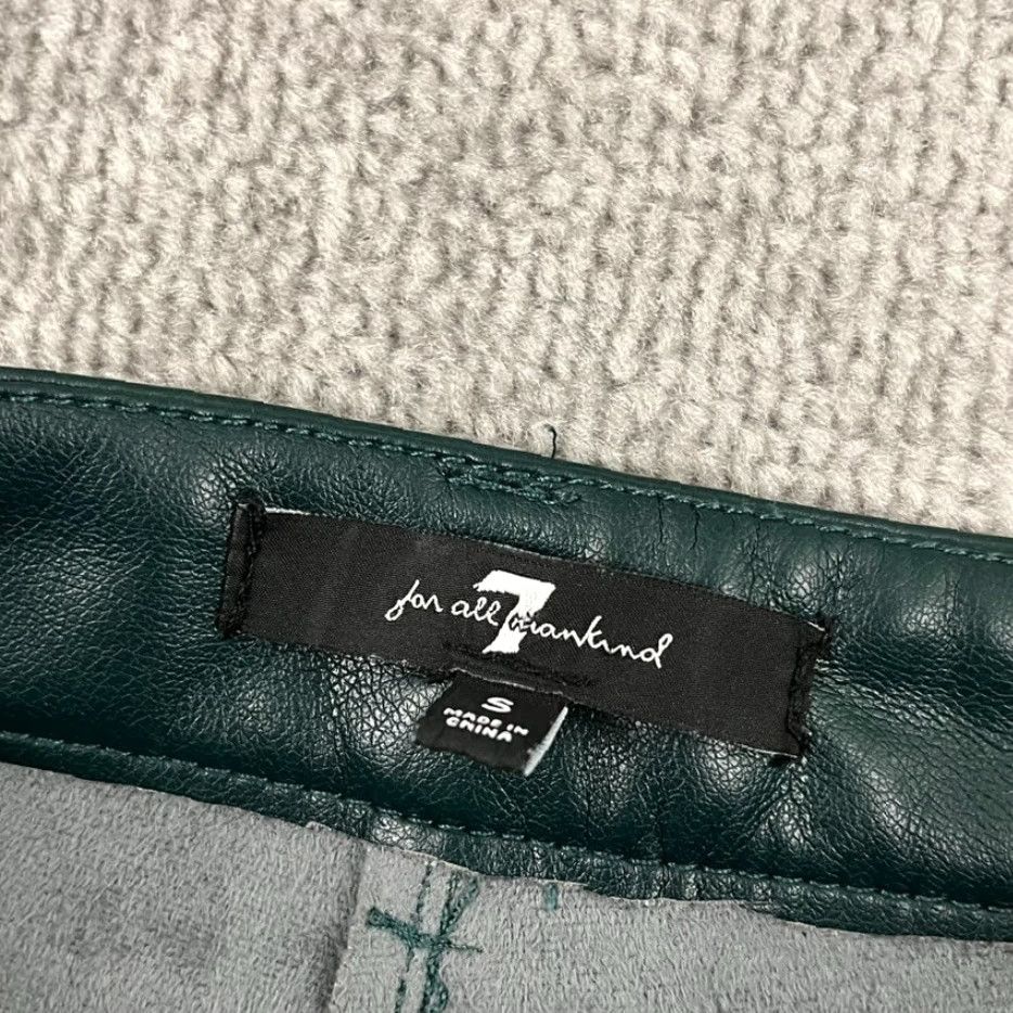 7 For All Mankind 7 For All Mankind Pants Womens Small 29" Ankle Faux Leather Straight Leg 81389 Green Size 28" / US 6 / IT 42 - 2 Thumbnail