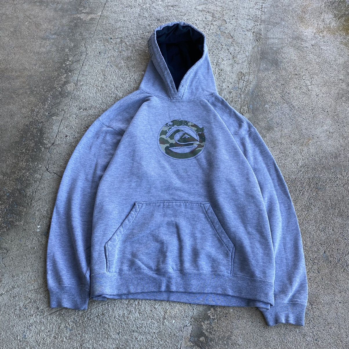 Quiksilver × Vintage Vintage Y2K Quiksilver Camo Center Logo Grey Hoodie Size US L / EU 52-54 / 3 - 2 Thumbnail