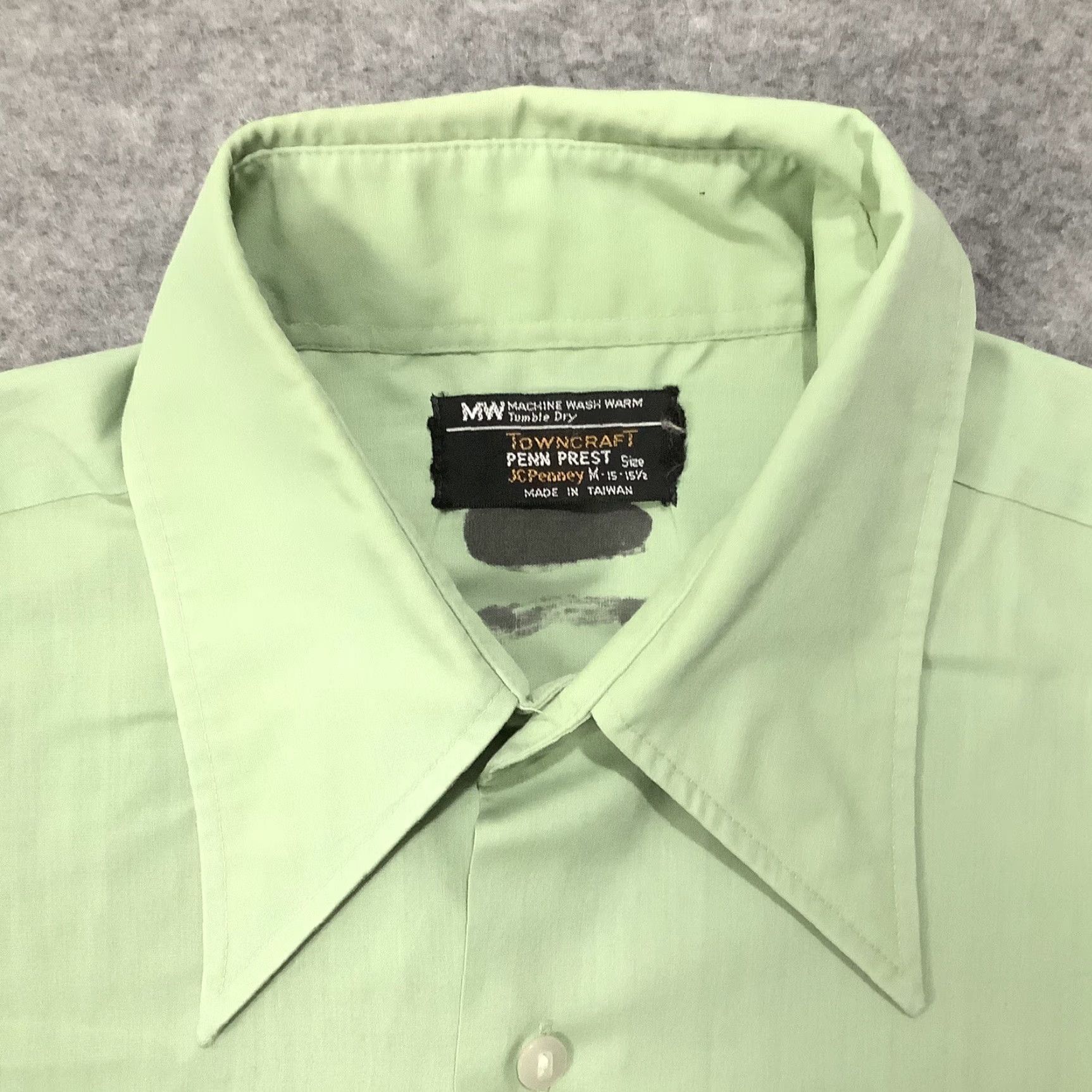 JCPenney Men's TownCraft Jcpenny Penn Prest M Vintage Green Short Sleeve Button Up Shirt Size US M / EU 48-50 / 2 - 4 Thumbnail