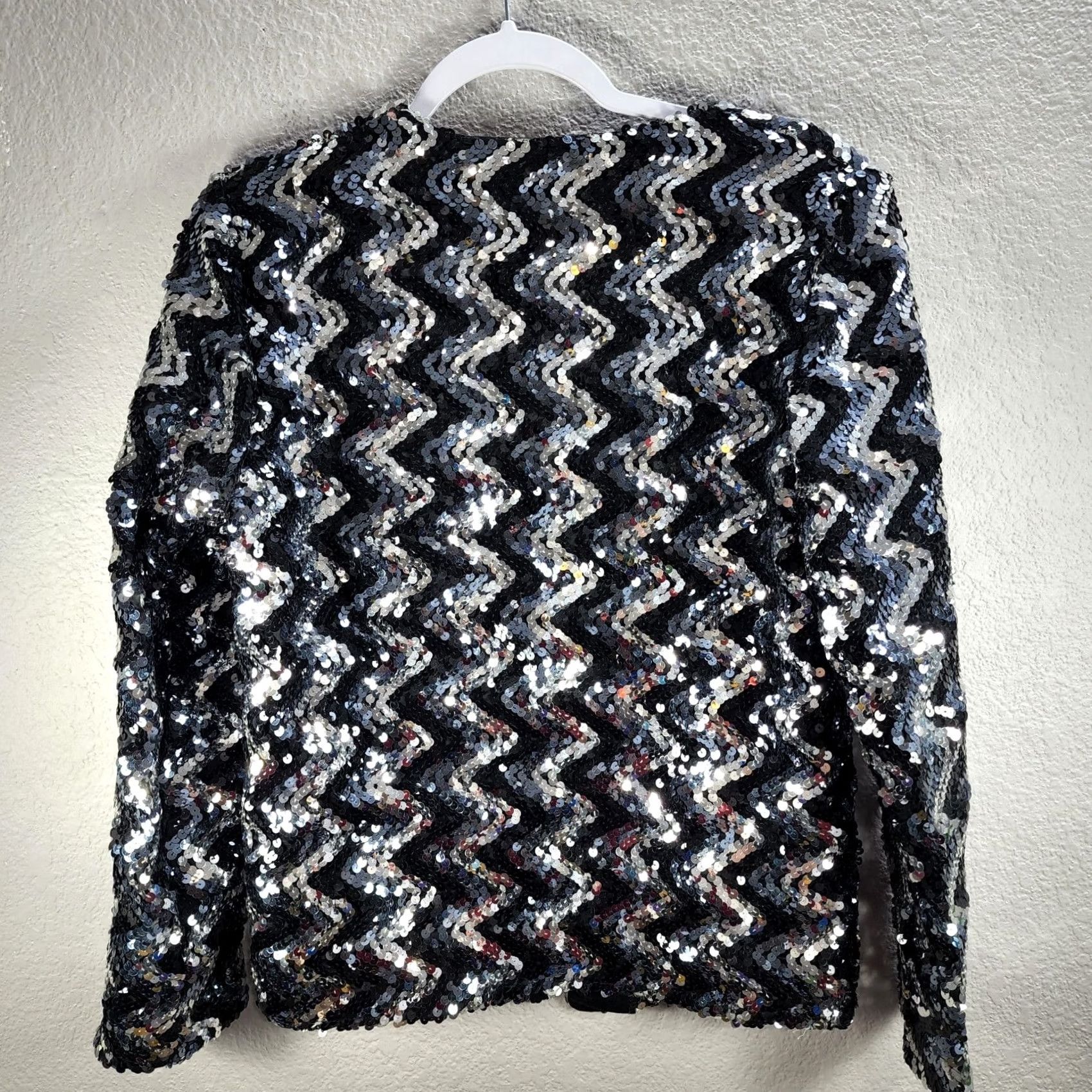 CLOSED Women's Yvonne Jacovou Cornelius Black Silver Hook Close Jacket Top Sequin Sz 10 Size L / US 10 / IT 46 - 4 Thumbnail