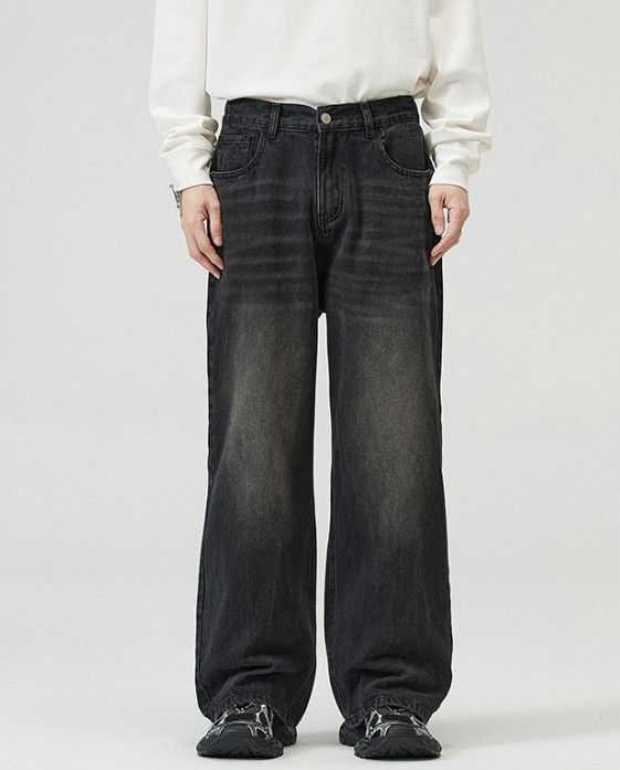Japanese Brand Street loose straight retro washed distressed jeans for men Size US 32 / EU 48 - 1 Thumbnail