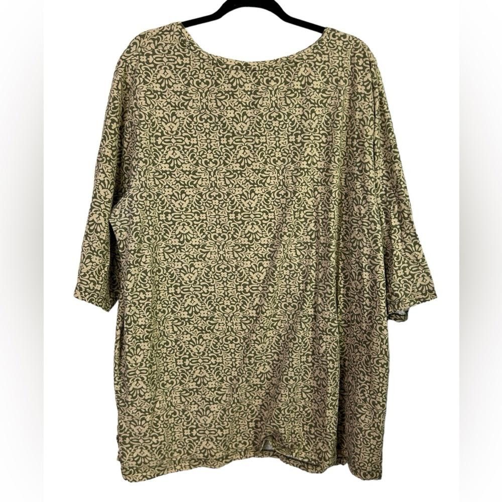 Designer Catherines l Green Beige Floral Top 2X Size XXL / US 16-18 / IT 52-54 - 3 Thumbnail