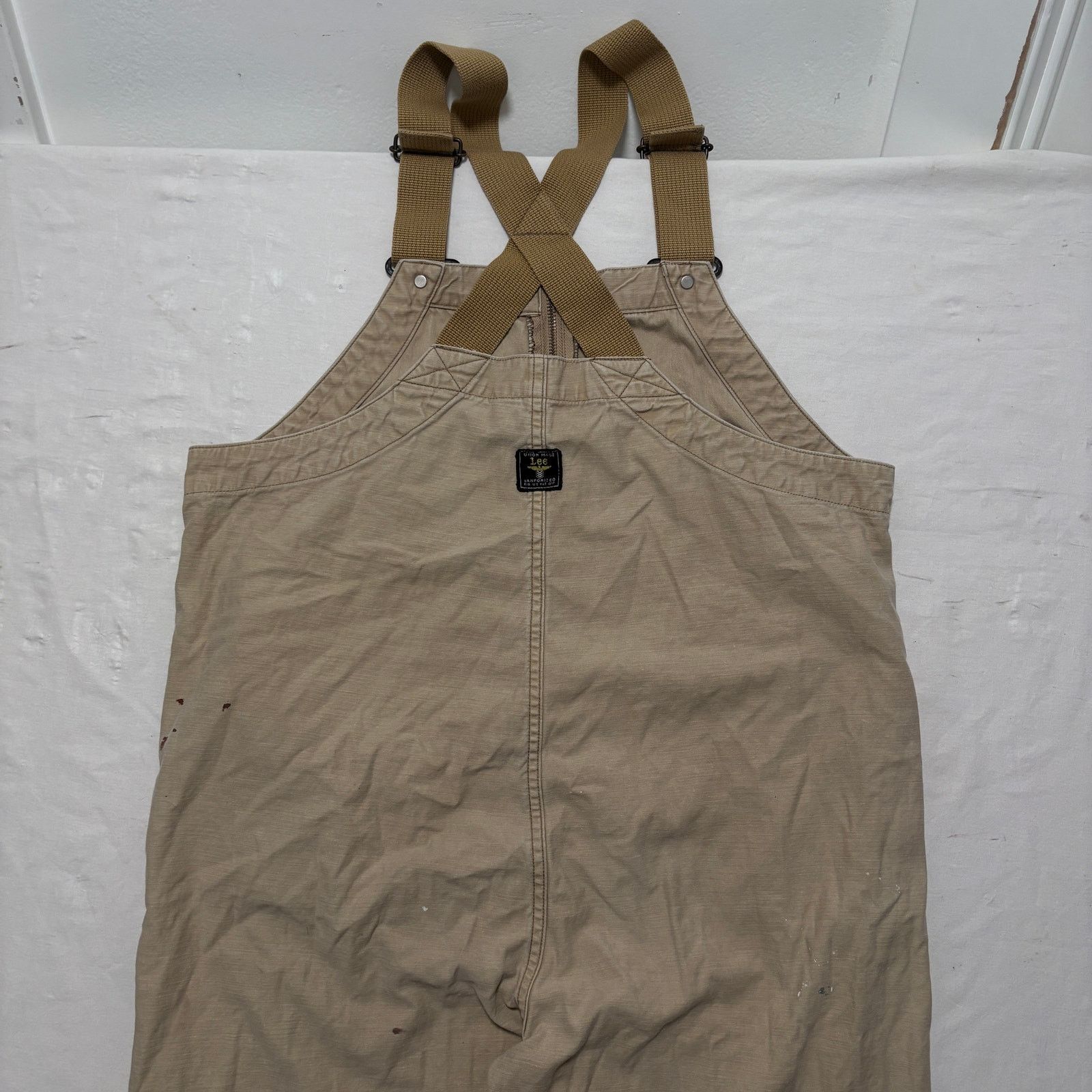 Lee VTG 50's Lee Sanforized WW2 Tanker Bibs Overalls Tan 40x25 Size US 40 / EU 56 - 5 Thumbnail