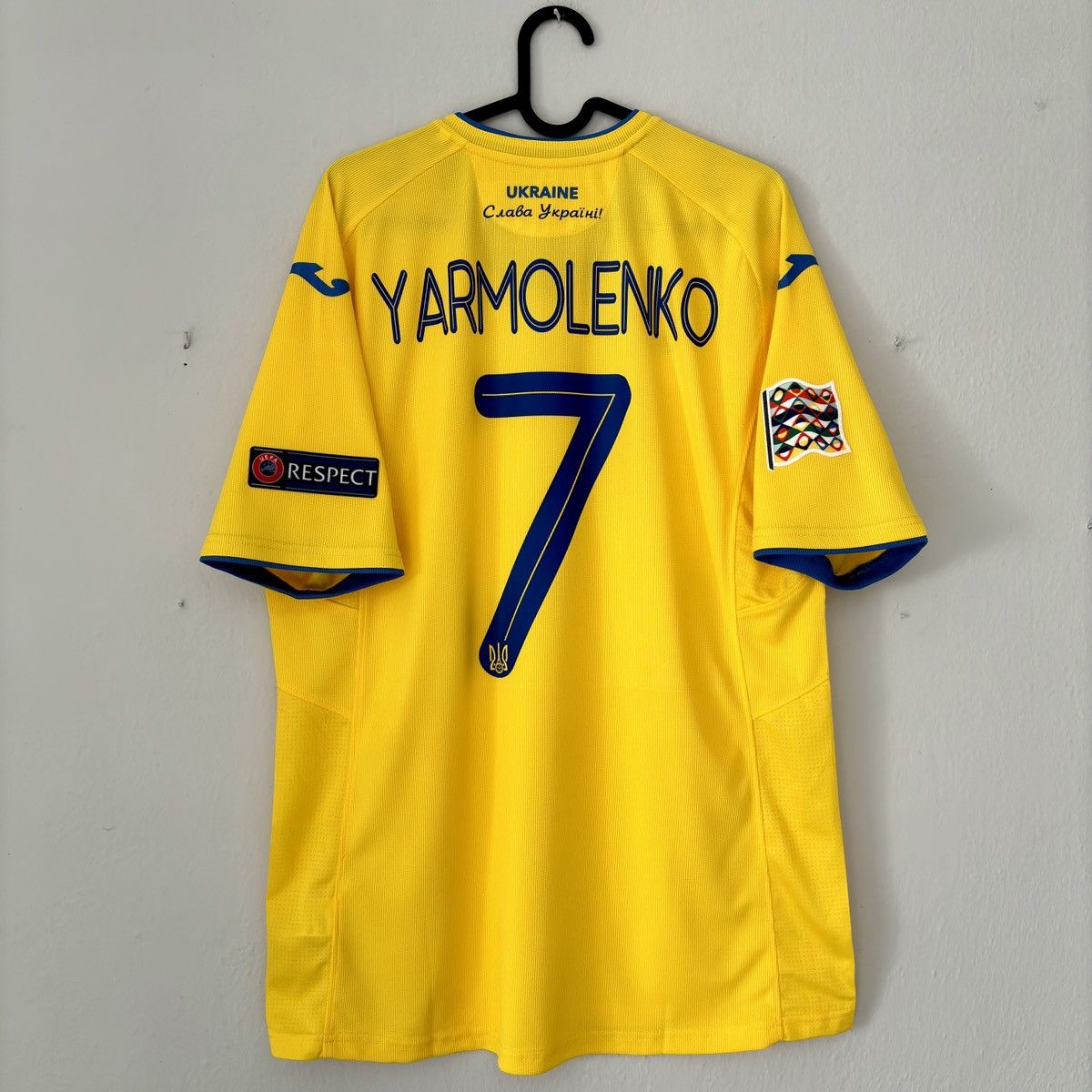 Joma 2019 2020 GAME ISSUE Ukraine Yarmolenko Joma Soccer Jersey Size US L / EU 52-54 / 3 - 7 Thumbnail