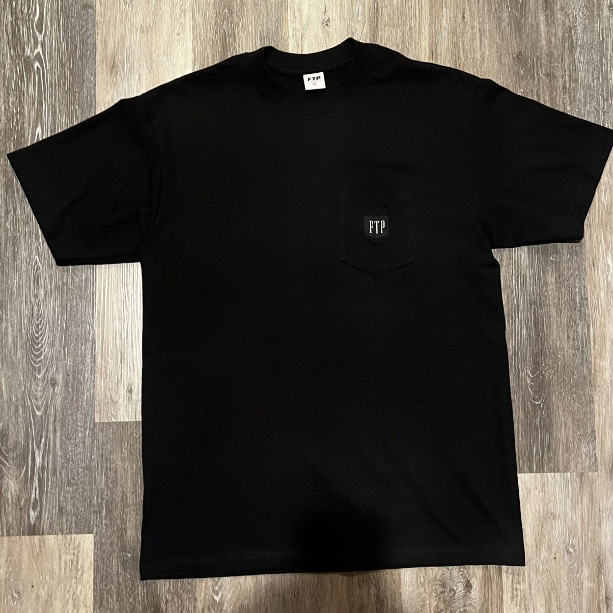 image of Fuck The Population Fisher Pocket Tee Ftp Gap Rip Off Tee in Black, Men's (Size Large)