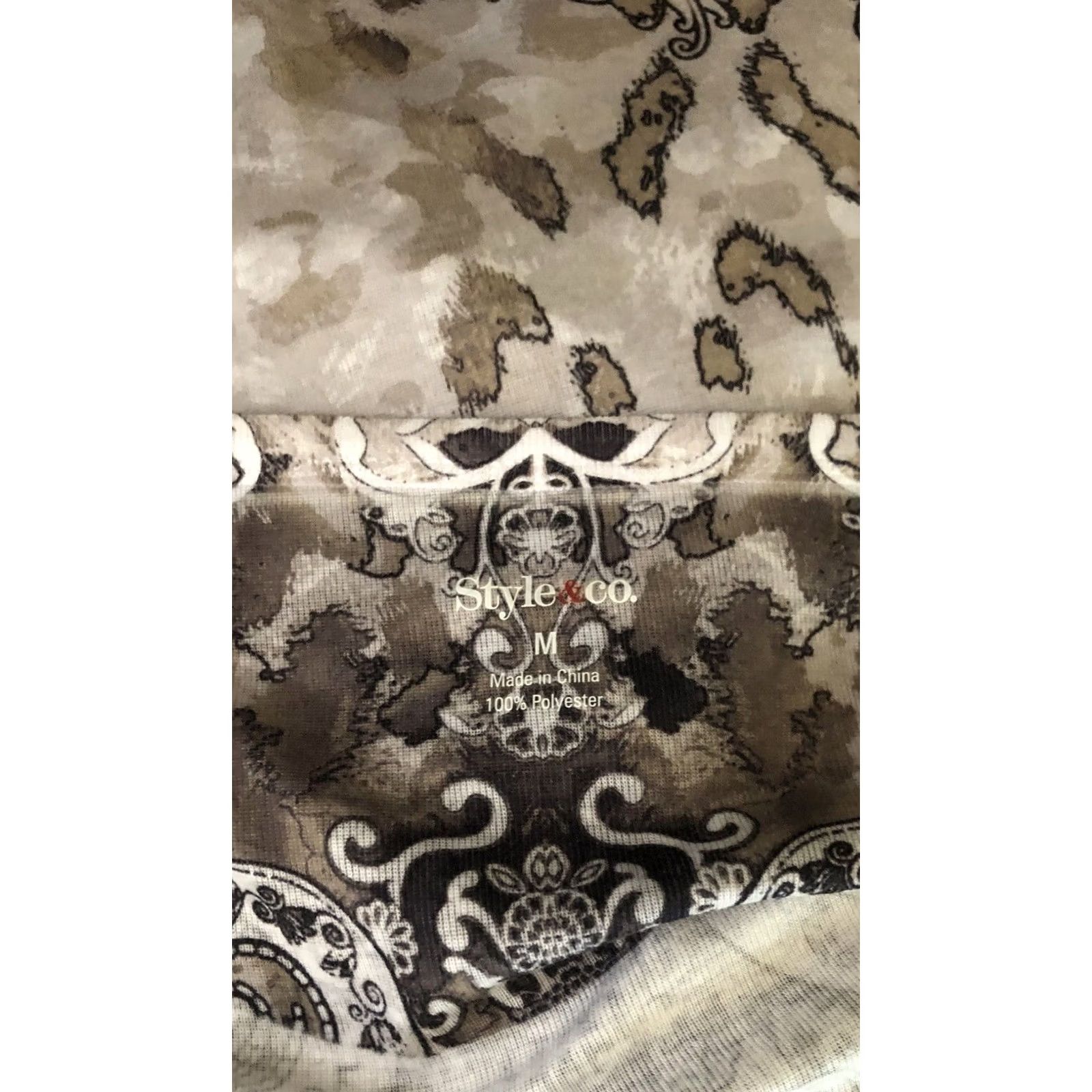Style & Co Style & Co scoopneck top M brown gray paisley Geo short sleeve beaded tee Boho Casual Womens XS? Size M / US 6-8 / IT 42-44 - 5 Thumbnail