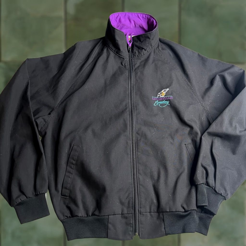 Vintage VINTAGE Swingster Louisville Speedway Jacket Mens M Black Purple Lined USA Made Size US M / EU 48-50 / 2 - 1 Thumbnail