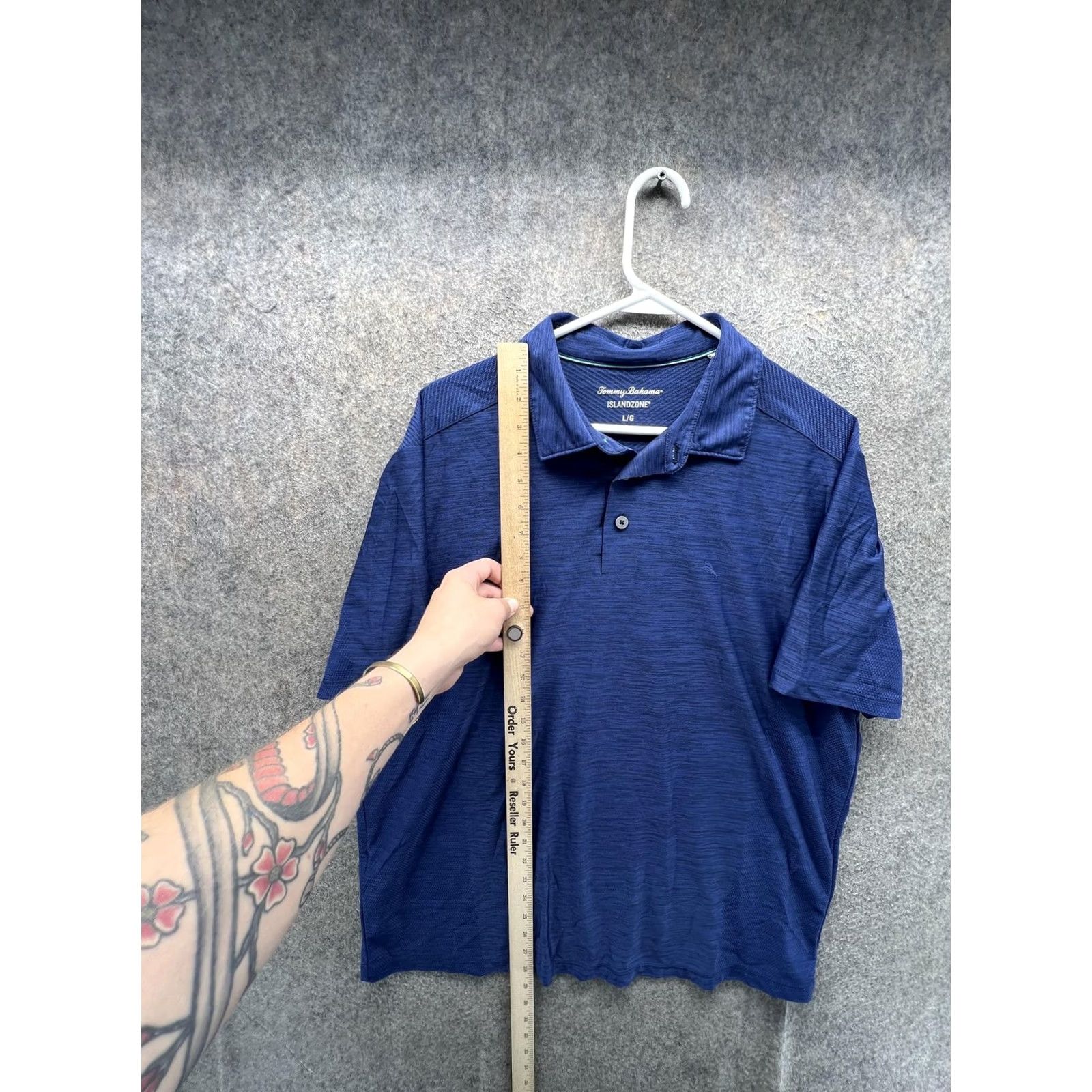 Tommy Bahama Tommy Bahama IslandZone Polo Shirt Mens Large Blue Solid Marlin Logo Golf Casual Shirt Size US L / EU 52-54 / 3 - 6 Thumbnail
