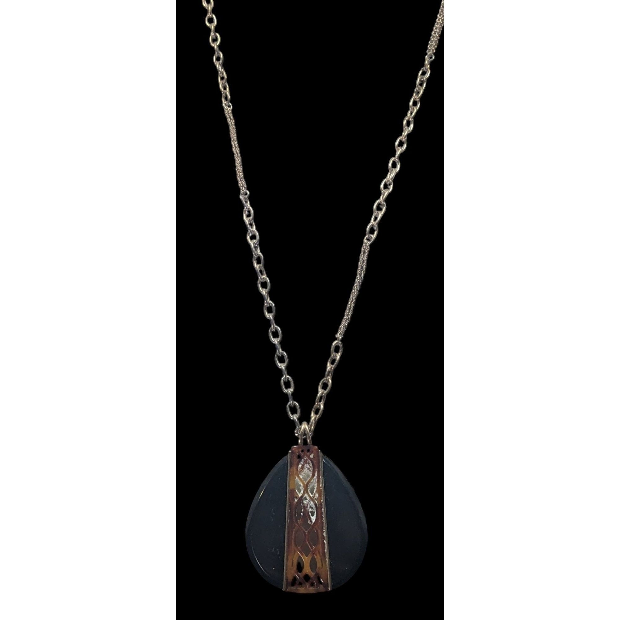 Liz Claiborne Vintage Liz Claiborne Tortoise Lucite Filigree Teardrop Pend Size ONE SIZE - 4 Thumbnail