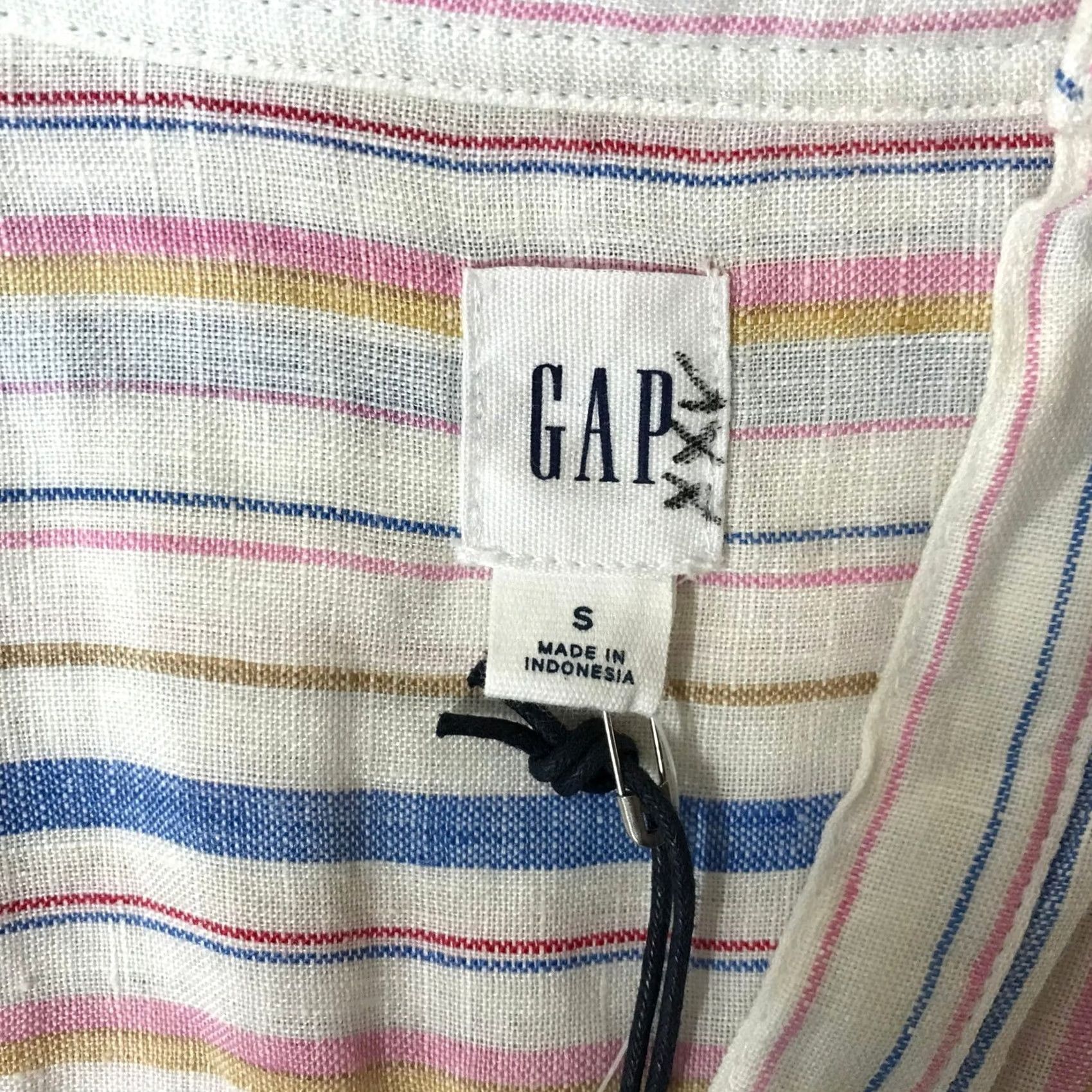 Gap GAP Womens Striped Linen Blend Tunic Shirt - Blue Pink Yellow Size S / US 4 / IT 40 - 7 Thumbnail