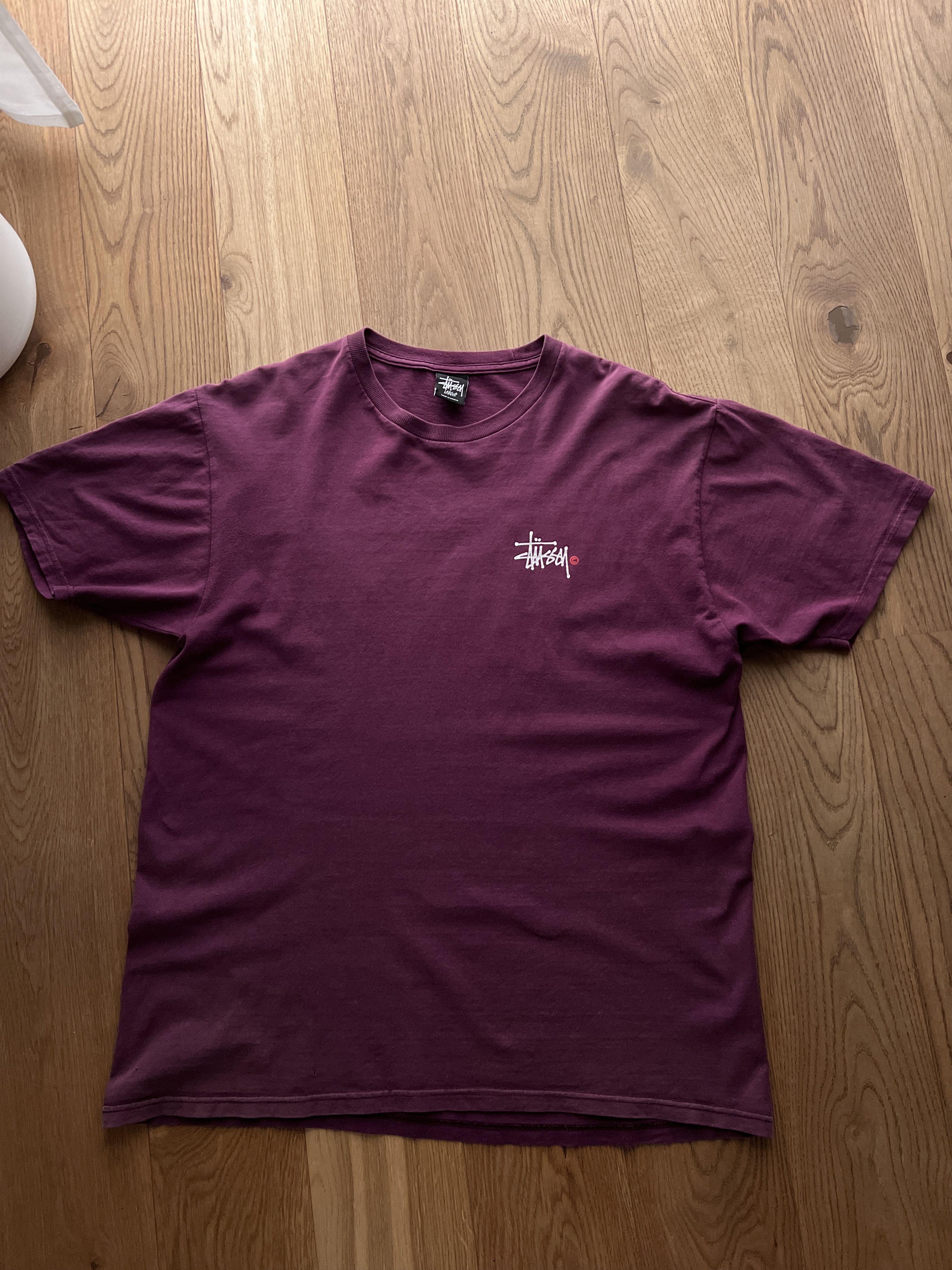 Stussy Crazy Stussy sunfaded burgundy vintage big back logo t shirt Size US L / EU 52-54 / 3 - 7 Thumbnail