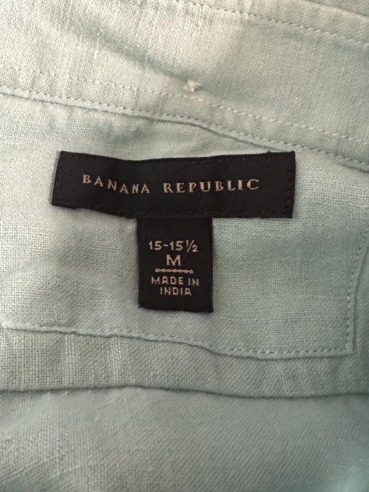 Banana Republic Banana Republic Men's linen-blend button-down shirt Med blue Size US M / EU 48-50 / 2 - 8 Thumbnail