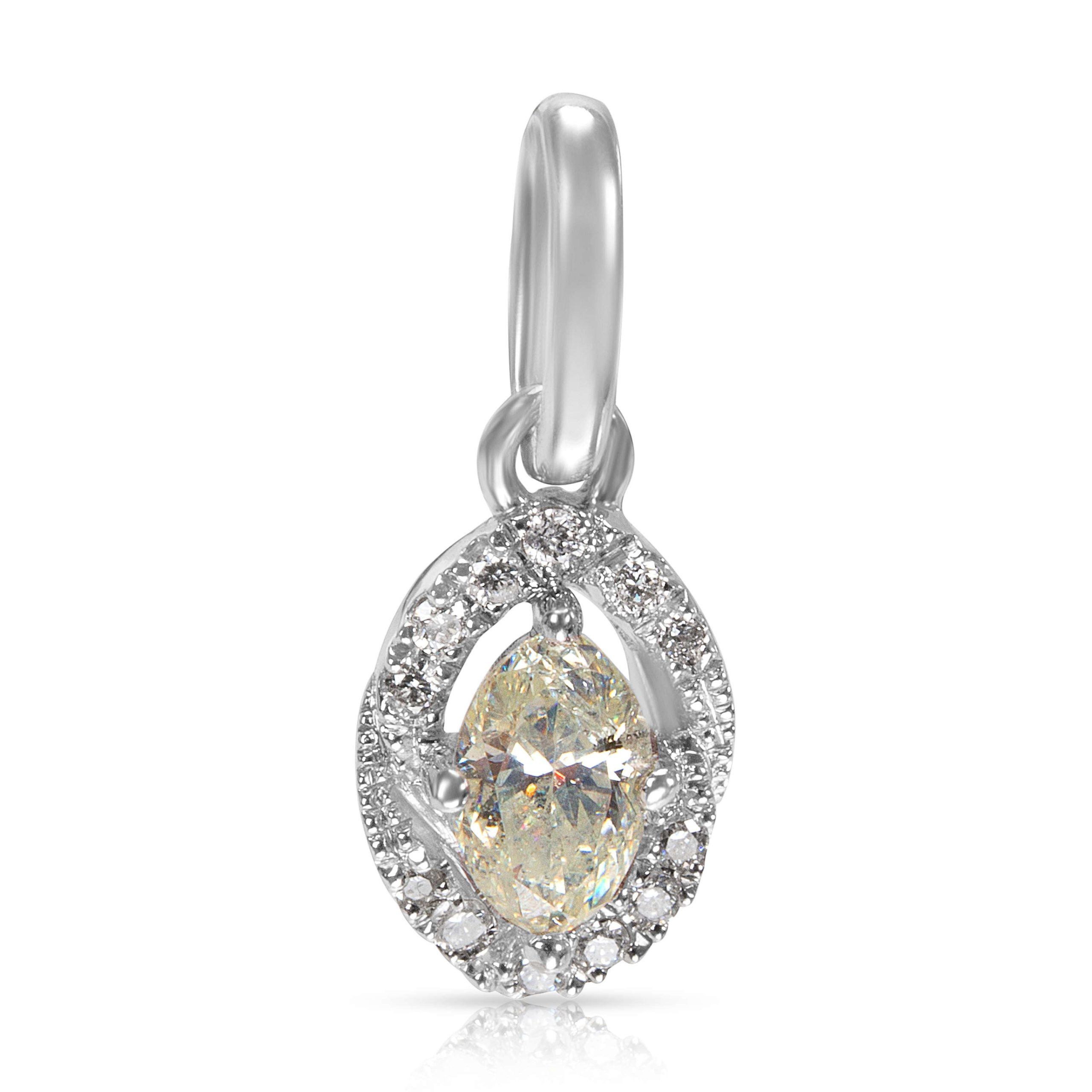 image of Tiffany Co Marquise Diamond Pendant In Kl I2 0.55 Ctw in Silver, Women's