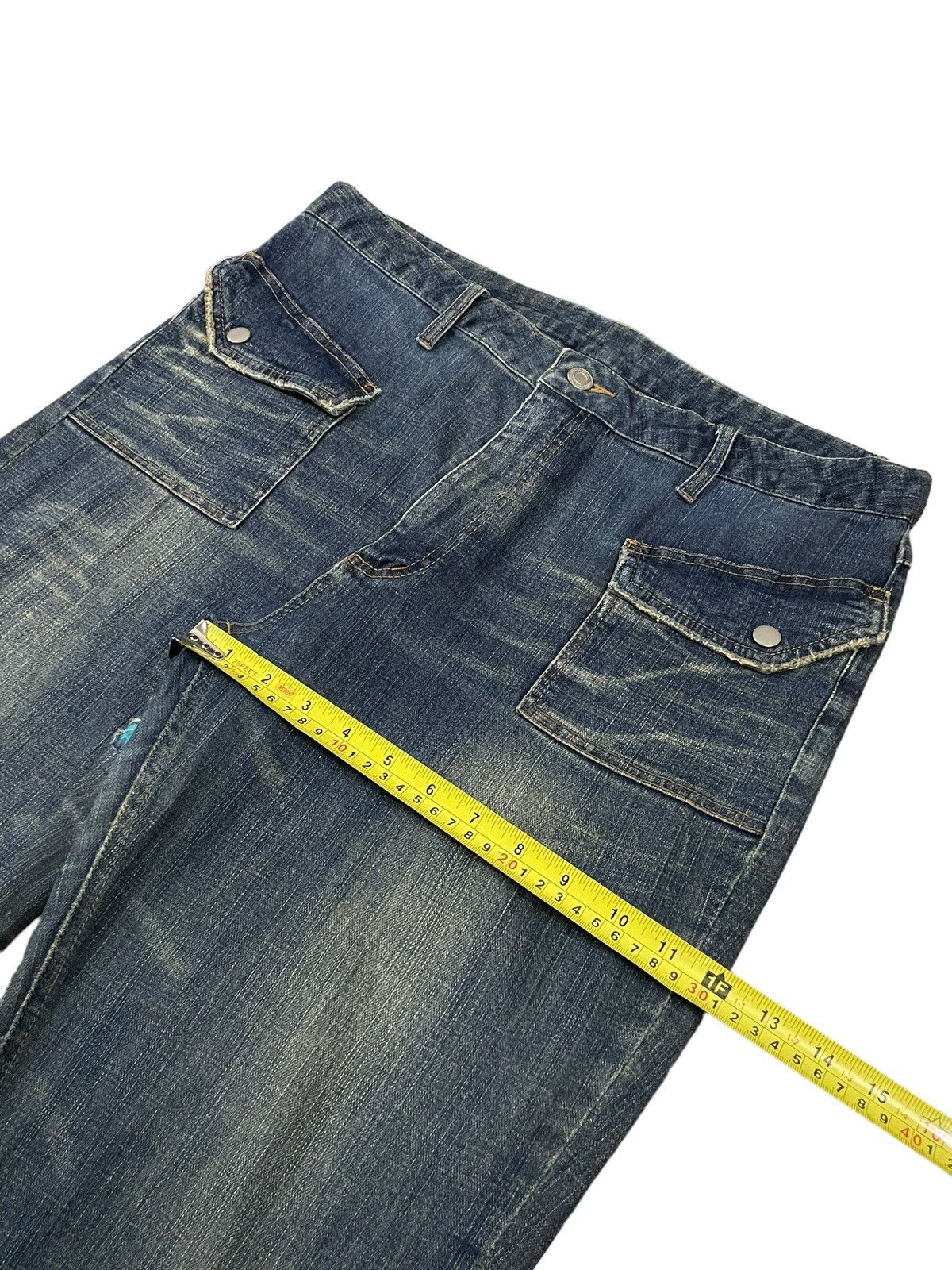 POST ARCHIVE FACTION (PAF) Vintage Japanese Bush Pants Mud Wash Distressed Flare Jeans Size US 34 / EU 50 - 18 Thumbnail