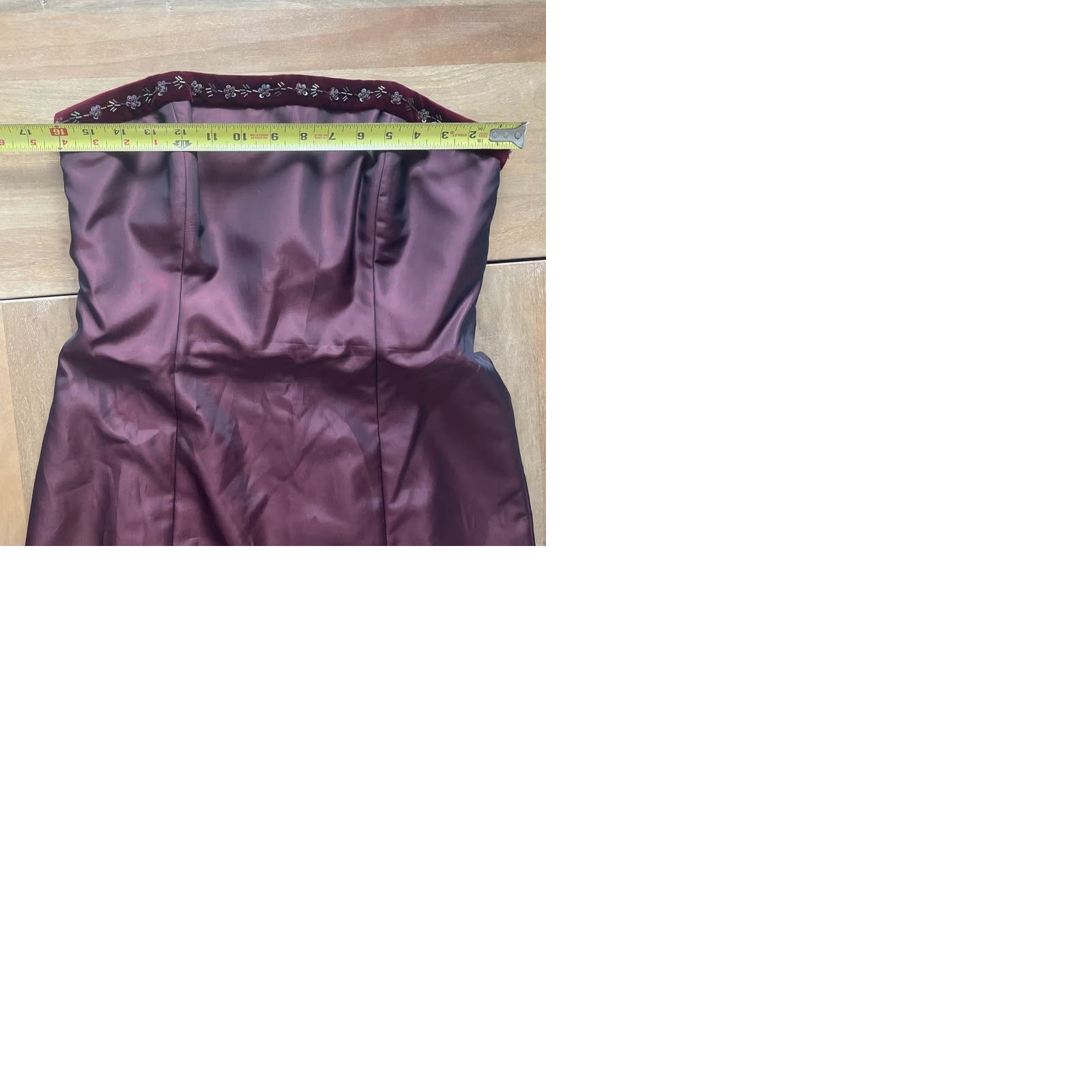 Loft VINTAGE LOFT Ann Taylor Strapless Cocktail Dress Sz 8 Midi Satin Burgundy Sequin Party/Cocktail A-Line Women Mens Girls Size M / US 6-8 / IT 42-44 - 9 Thumbnail