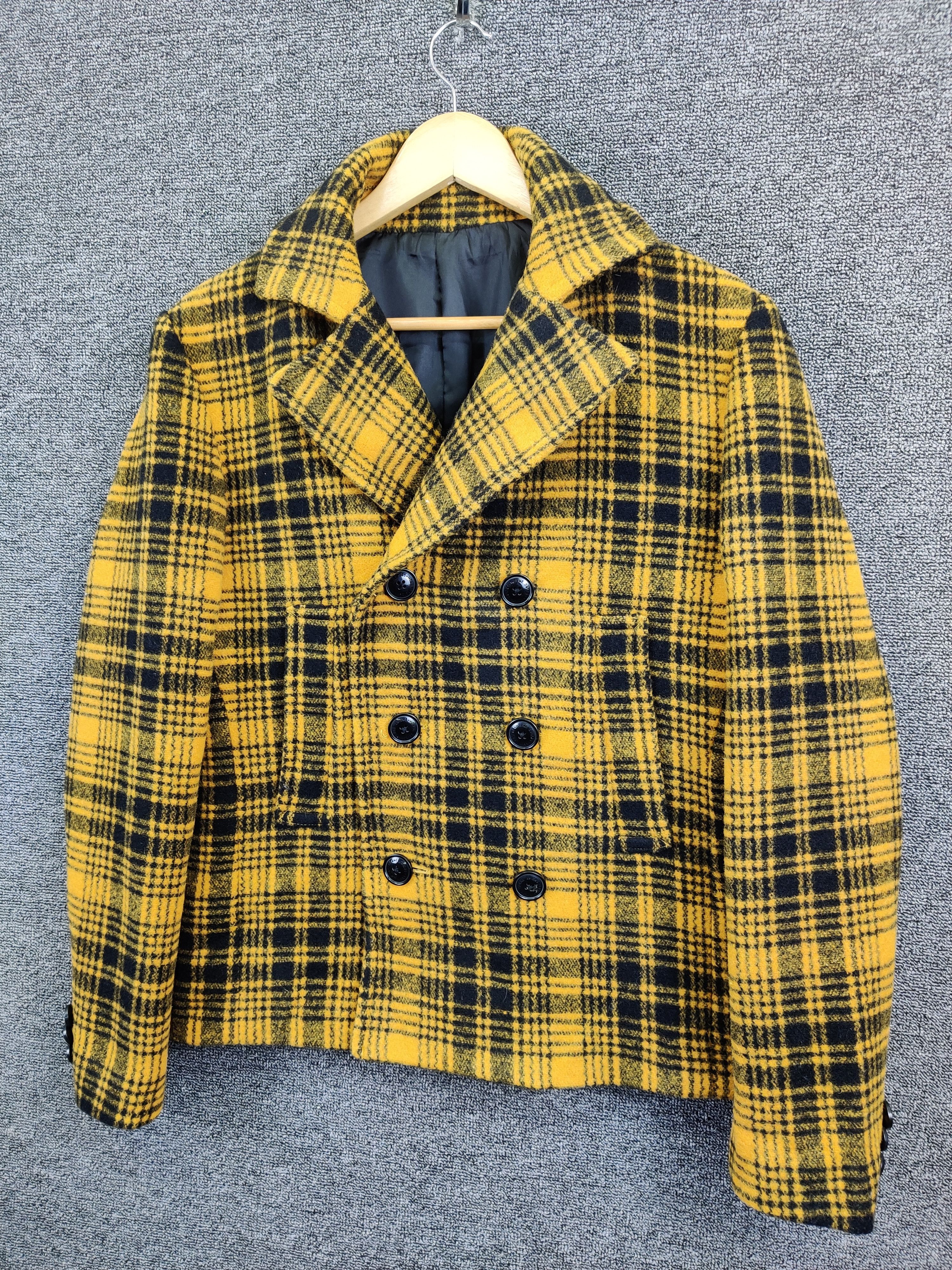291295=Homme 291295 = Homme Double Breasted Wool Checkered Coat Size US M / EU 48-50 / 2 - 2 Thumbnail