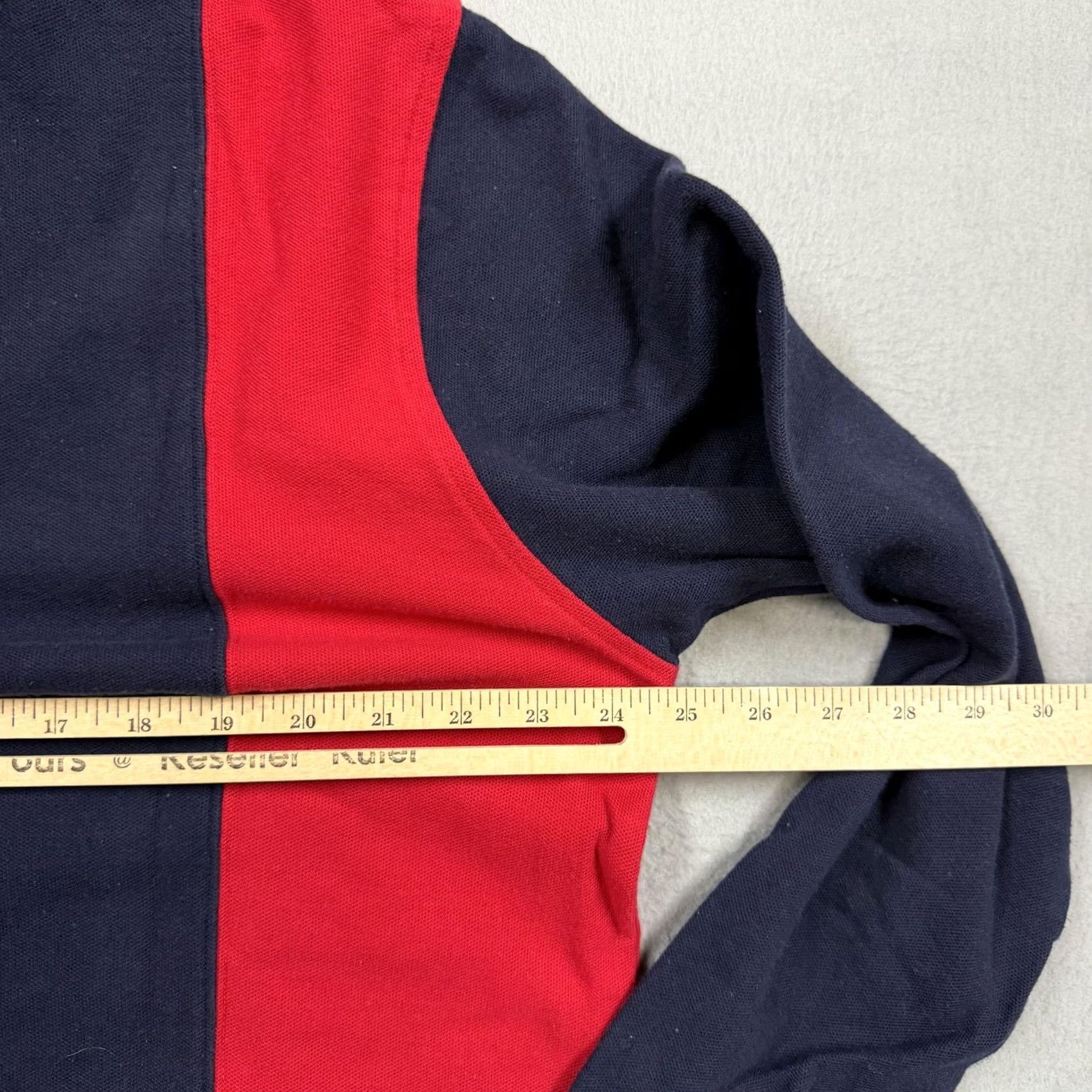 Lands' End Lands' End Polo Shirt Mens XL Red Navy Stripe Denim Collar Vintage Rugby Shirt Long Sleeve Button 100% Cotton Size US XL / EU 56 / 4 - 4 Thumbnail