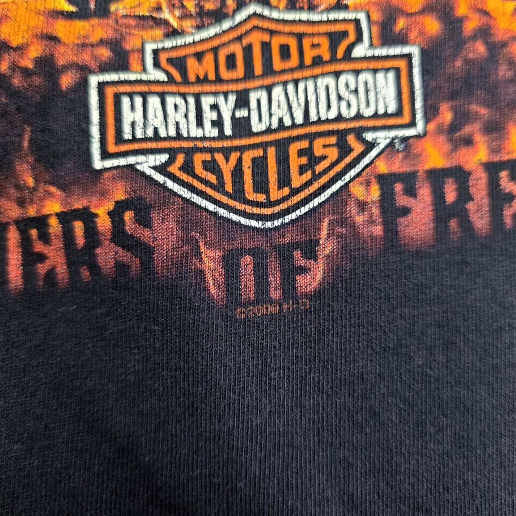 Harley Davidson VINTAGE Harley-Davidson Shirt Men Large Black Graphic Print Crew Neck Short Sleeve Fire Motorcycle Brothers of Freedom Flame Logo Tee Size US L / EU 52-54 / 3 - 7 Thumbnail