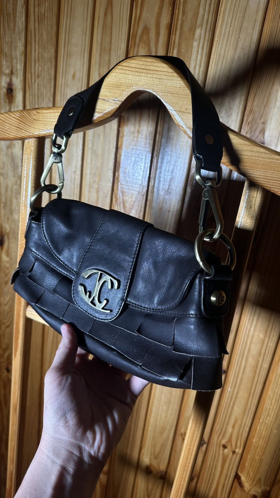 Just Cavalli × Vintage Vintage Just Cavalli Y2K brown l Laether Purse Shoulder Bag❤️ Size ONE SIZE - 5 Thumbnail