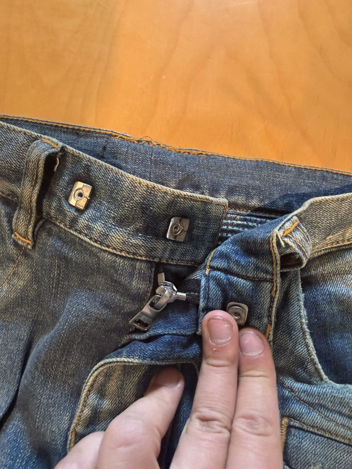 Balmain Balmain biker denim distressed blue fade Size US 31 - 8 Thumbnail