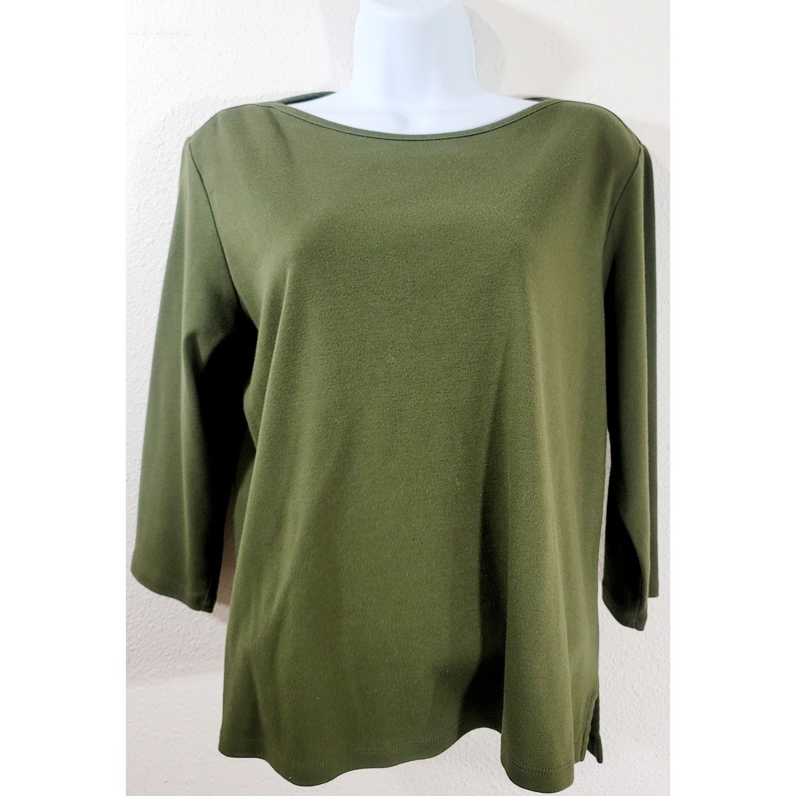 Other Draper's & Damon's Green Boat Collar Top PL 3/4 Sleeves Size L / US 10 / IT 46 - 1 Thumbnail