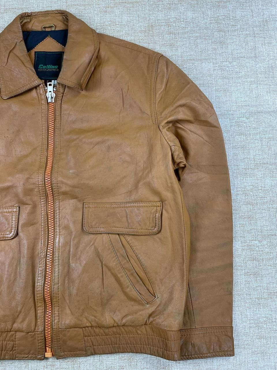Leather Vintage COLLINS Classic Bomber Leather Jacket Size US M / EU 48-50 / 2 - 3 Thumbnail