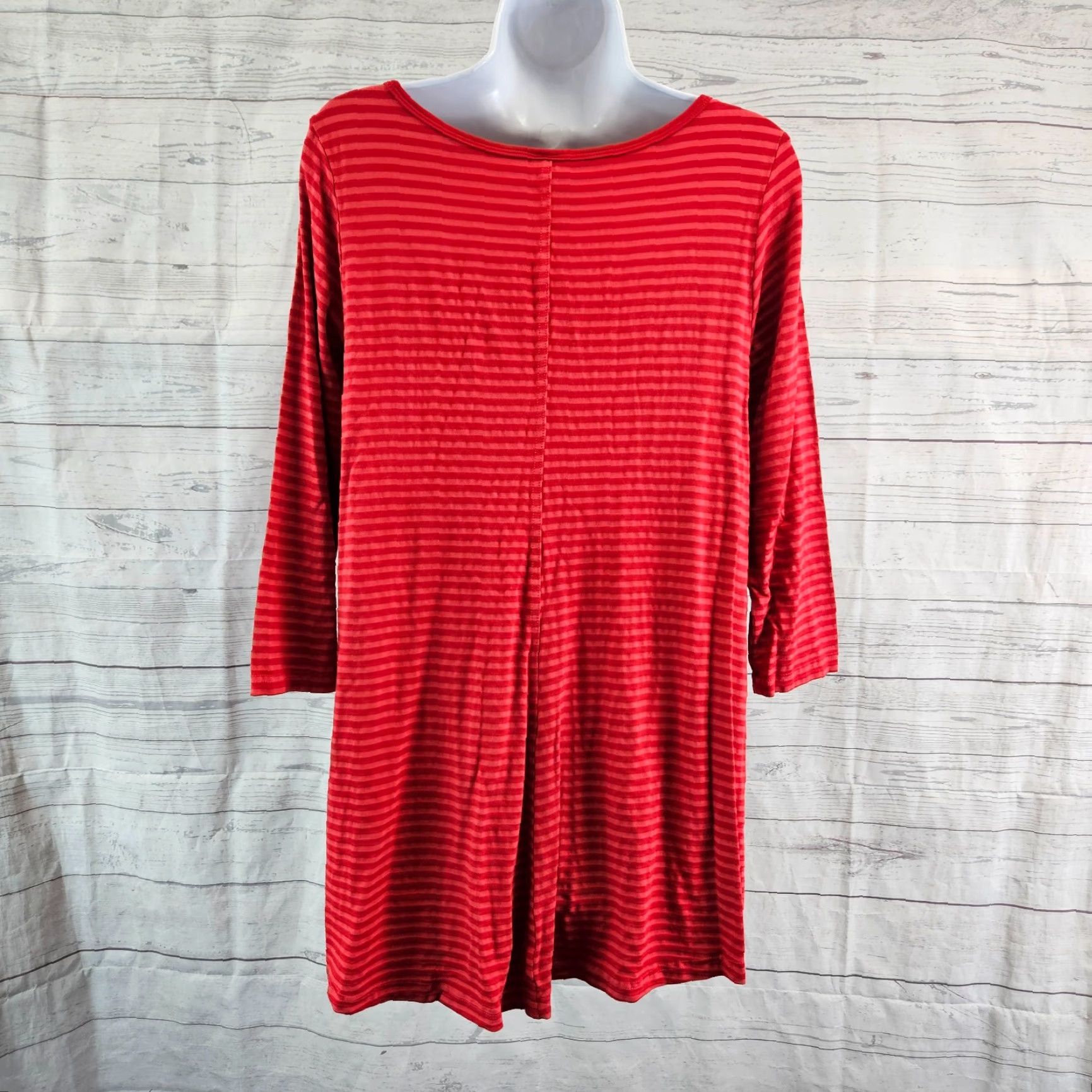 Vintage Heartstring Womens Swing Tunic Sz Medium Red Stripe 3/4 Sleeve Cotton Blend Blouse Size ONE SIZE - 4 Thumbnail