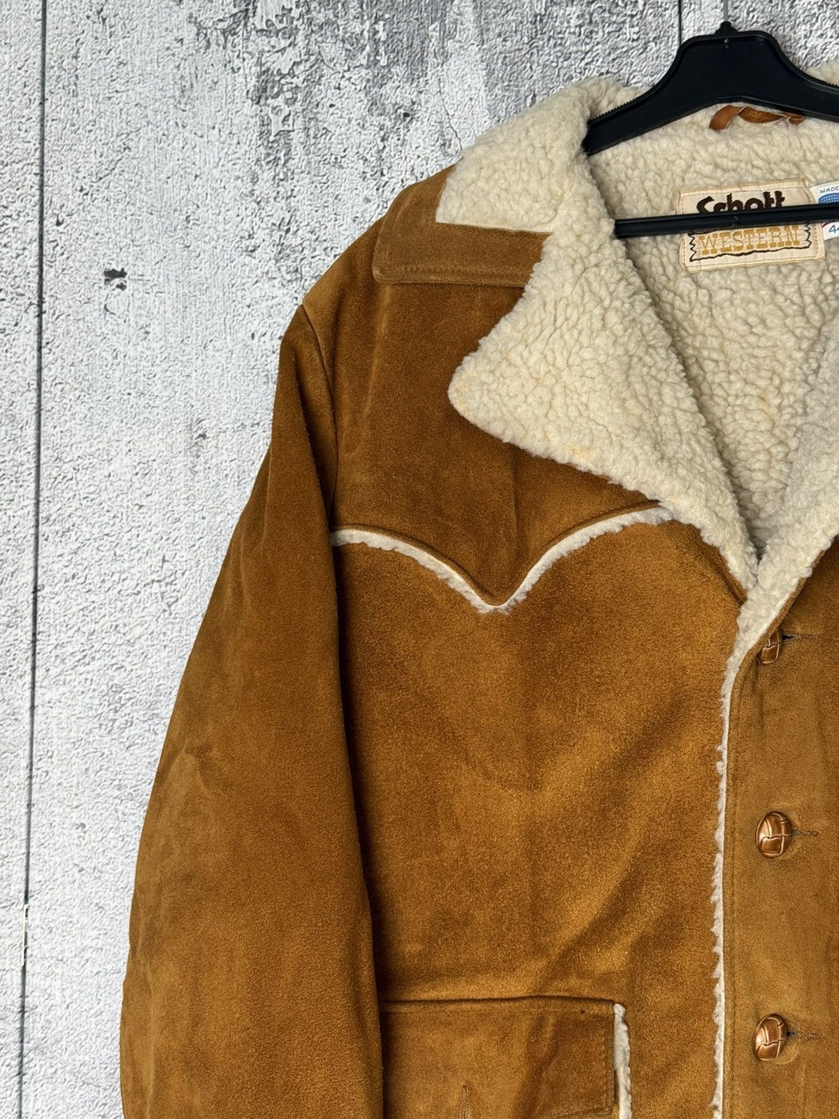 Schott Vintage Schott NYC Western Shearling Suede Leather Jacket Size US L / EU 52-54 / 3 - 7 Thumbnail