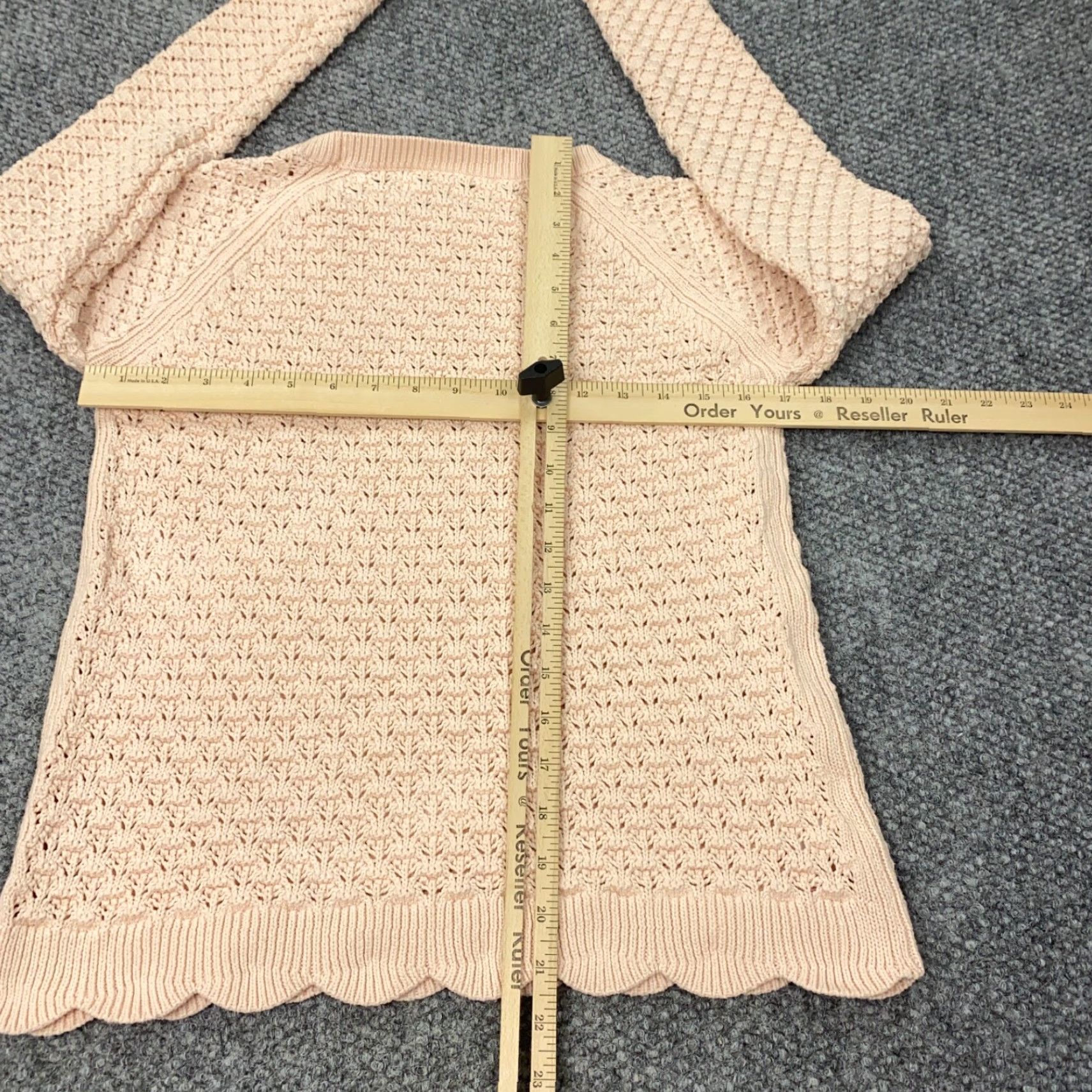 Loft LOFT Sweater Women Small Light Pink Open Knit Scalloped Hem Pullover Size S / US 4 / IT 40 - 6 Thumbnail