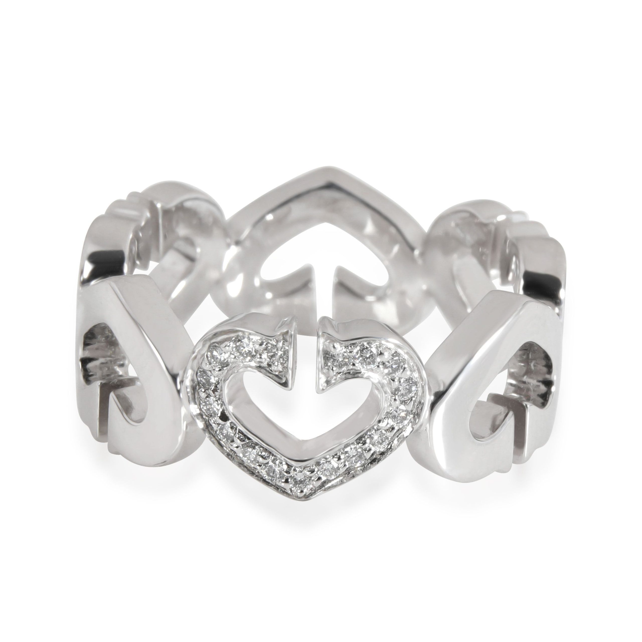 image of Cartier Hearts & Symbols Diamond Band In 18K White Gold 0.09 Ctw, Women's