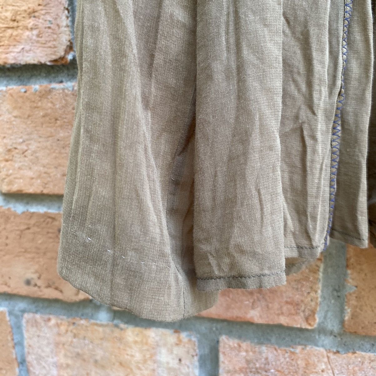 Japanese Brand Hiroko BIS Camel Beige Crinkle Button-Up Blouse Size L / US 10 / IT 46 - 7 Thumbnail