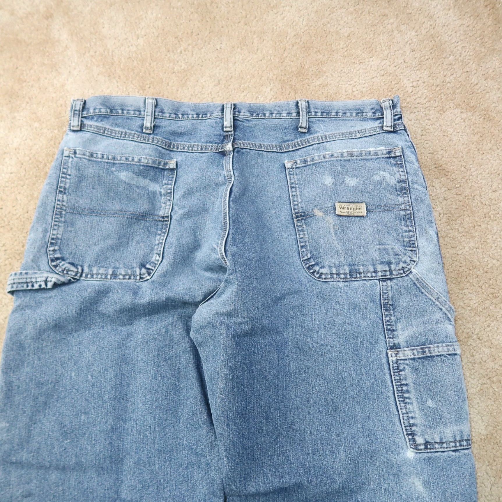 Wrangler Wrangler Carpenter Jeans Adult 38x32 Blue Distressed Denim Straight Regular Zip Size US 38 / EU 54 - 7 Thumbnail