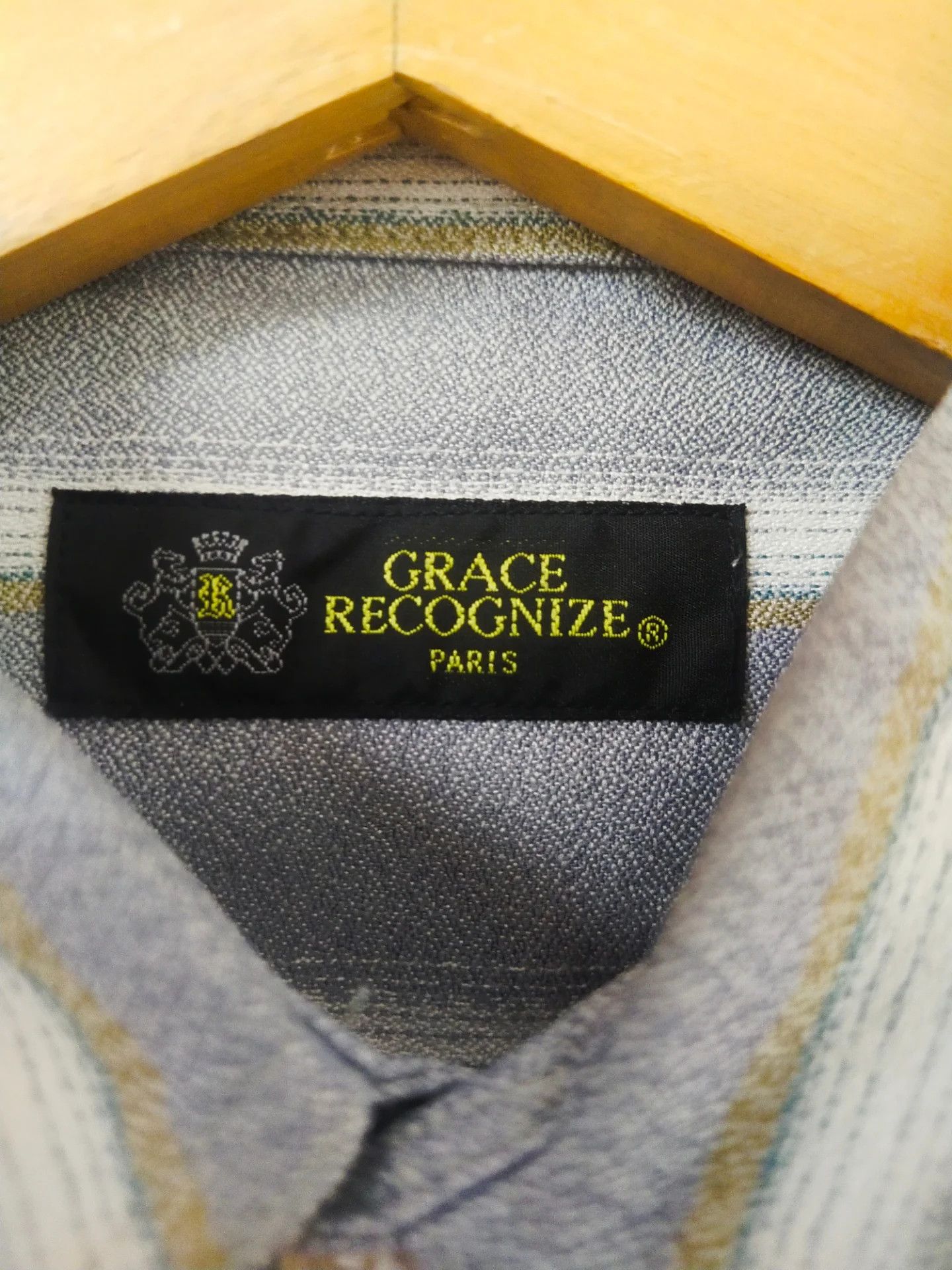 Japanese Brand Grace Recognicze Paris Grey Stripe Poly Vintage Shirt Size US M / EU 48-50 / 2 - 5 Thumbnail